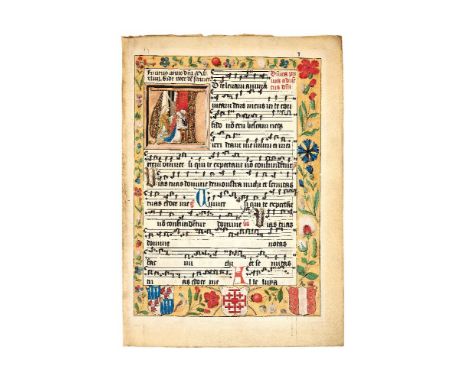 The Annunciation to the Virgin, in an initial on a leaf from a Gradual, manuscript on parchment [Southern Netherlands (perhap