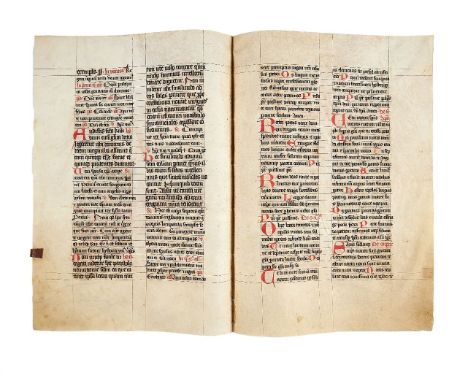 Three bifolia from a gargantuan Missal, in Latin, manuscript on parchment [Germany (perhaps Rhineland), late fourteenth centu