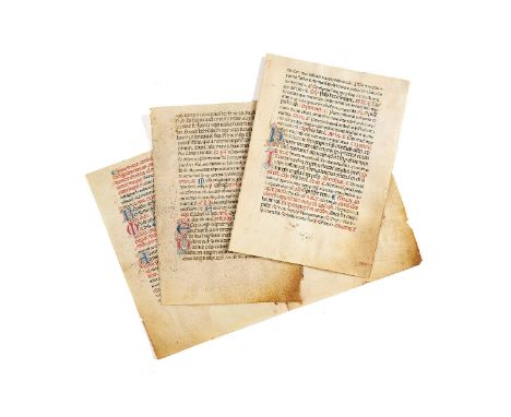 Three bifolia from a decorated manuscript Missal, in Latin, on parchment [Italy, fifteenth century] 6 leaves (3 bifolia), eac