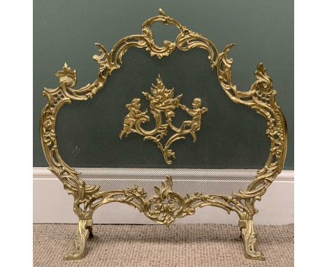 LOUIS XV STYLE ROCOCO BRASS FIRESCREEN, 66 (h) x 65 (w) x 22cms (d)Provenance: private collection Conwy