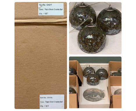 GROUP OF LIGHTING including modern hanging lamps, four sets boxed and labelled 'Triple Crackle Ball'Provenance: private colle
