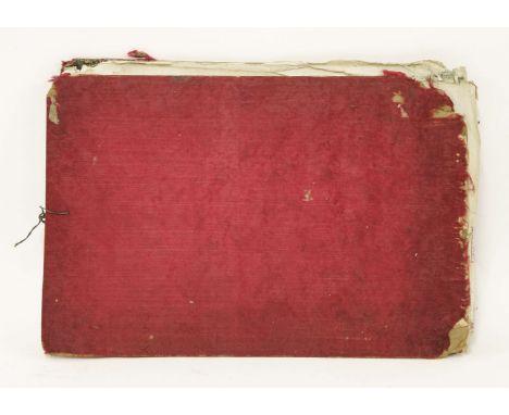 A Chinese album,second half of the 19th century, of ten pith paper paintings, each with a group of figures carrying precious 
