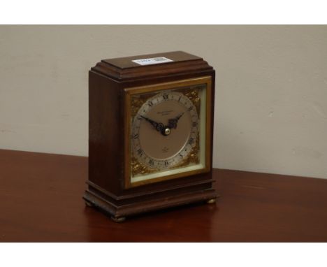 Elliott mantel clock, silvered dial signed Boodle &amp; Dunthorne