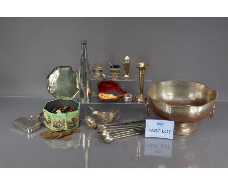 A collection of Victorian and later silver and silver plate and other items, including a Victorian silver sifter spoon with b