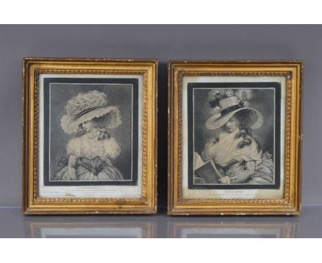 A pair of English 18th Century mezzotints, Thalia' and 'Aglaia' published by R. Pollard Braynes Row, Spa Fields, 1787 34 cm x