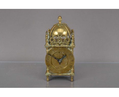 A c1950s brass lantern clock by Smiths, 16.5cm high