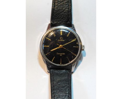 Gent's Omega Seamaster 30 watch, stainless steel with black dial, 286, no. 21080810.CONDITION REPORT: Going.  Manual, not aut