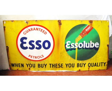 Large enamel Esso Essolube sign, 183cm wide and 92cm high. 
