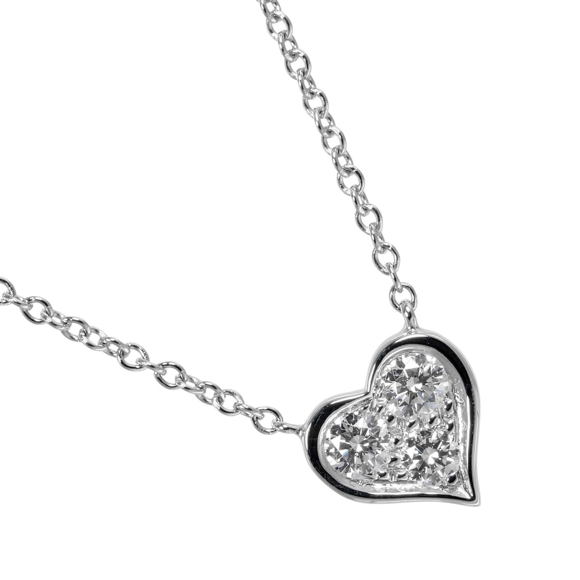 Tiffany & Co. Sentimental Heart Necklace, Pt950 Platinum, Diamond, Approx. 3.1g