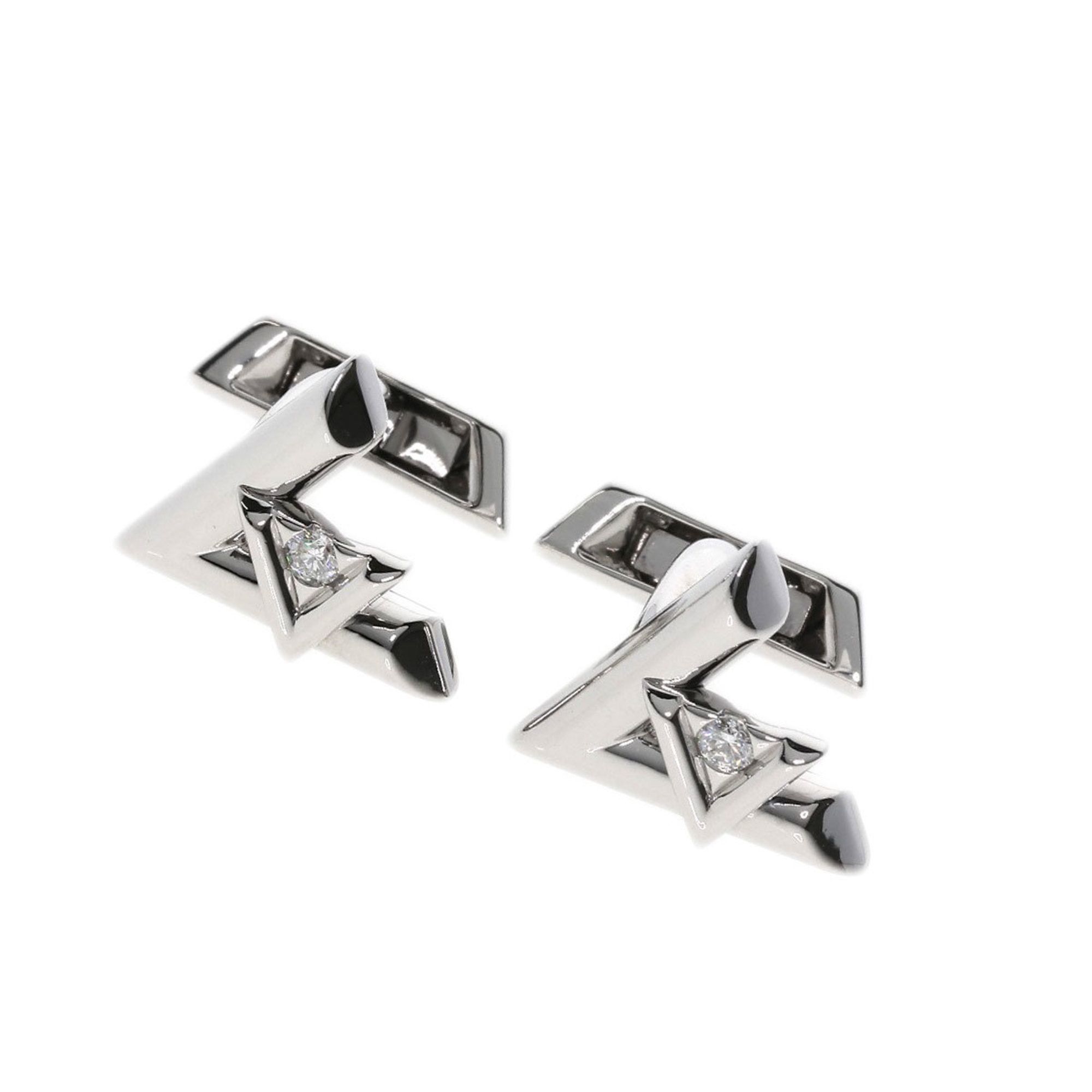 Louis Vuitton Volt One Diamond Cufflinks K18 White Gold Men's