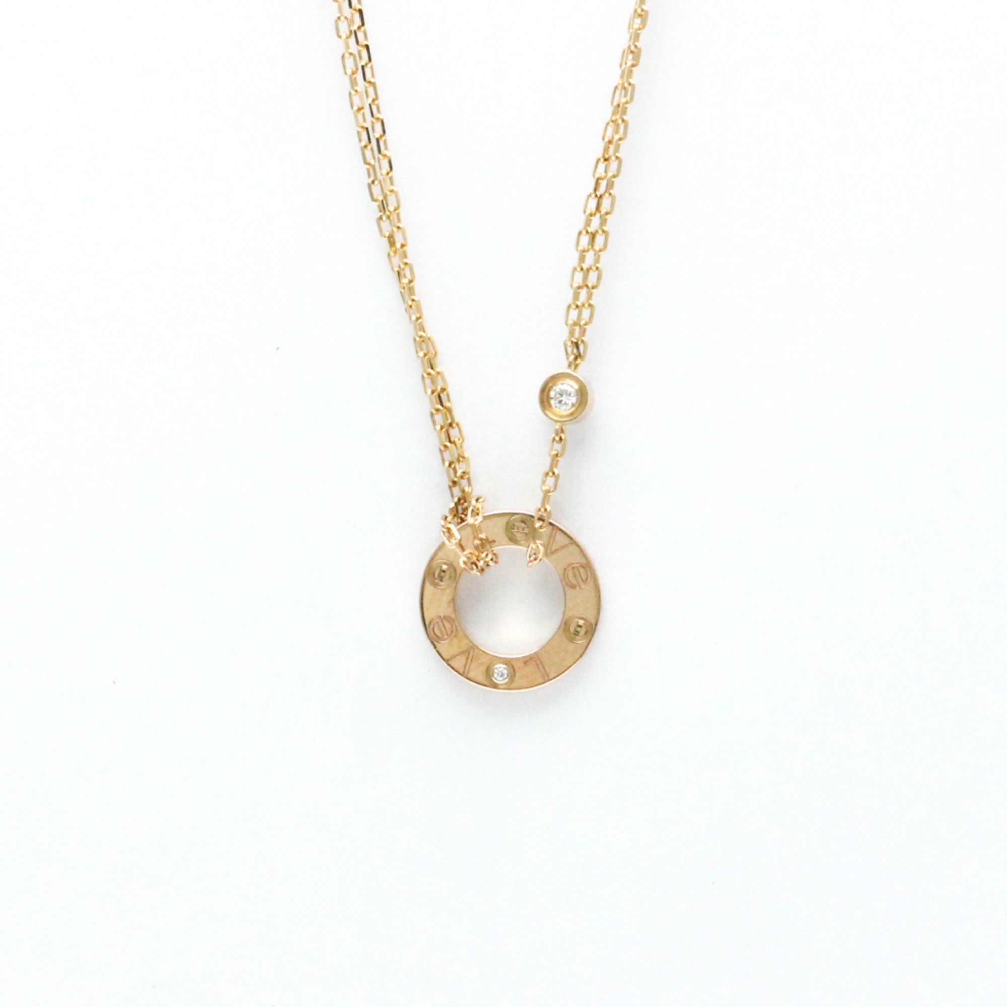 Cartier Love Circle Necklace B7224509 Pink Gold (18K) Diamond Men,Women Fashion Pendant Necklace Car