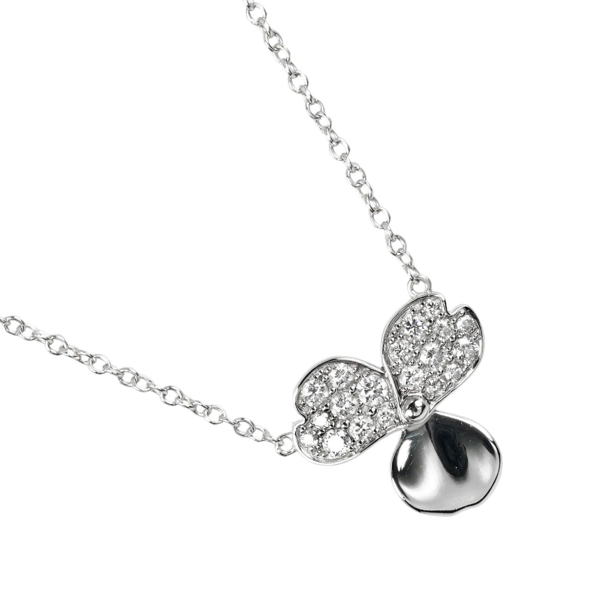 Tiffany & Co. Paper Flower Necklace, Pt950 Platinum, Diamond, Approx. 3.56g