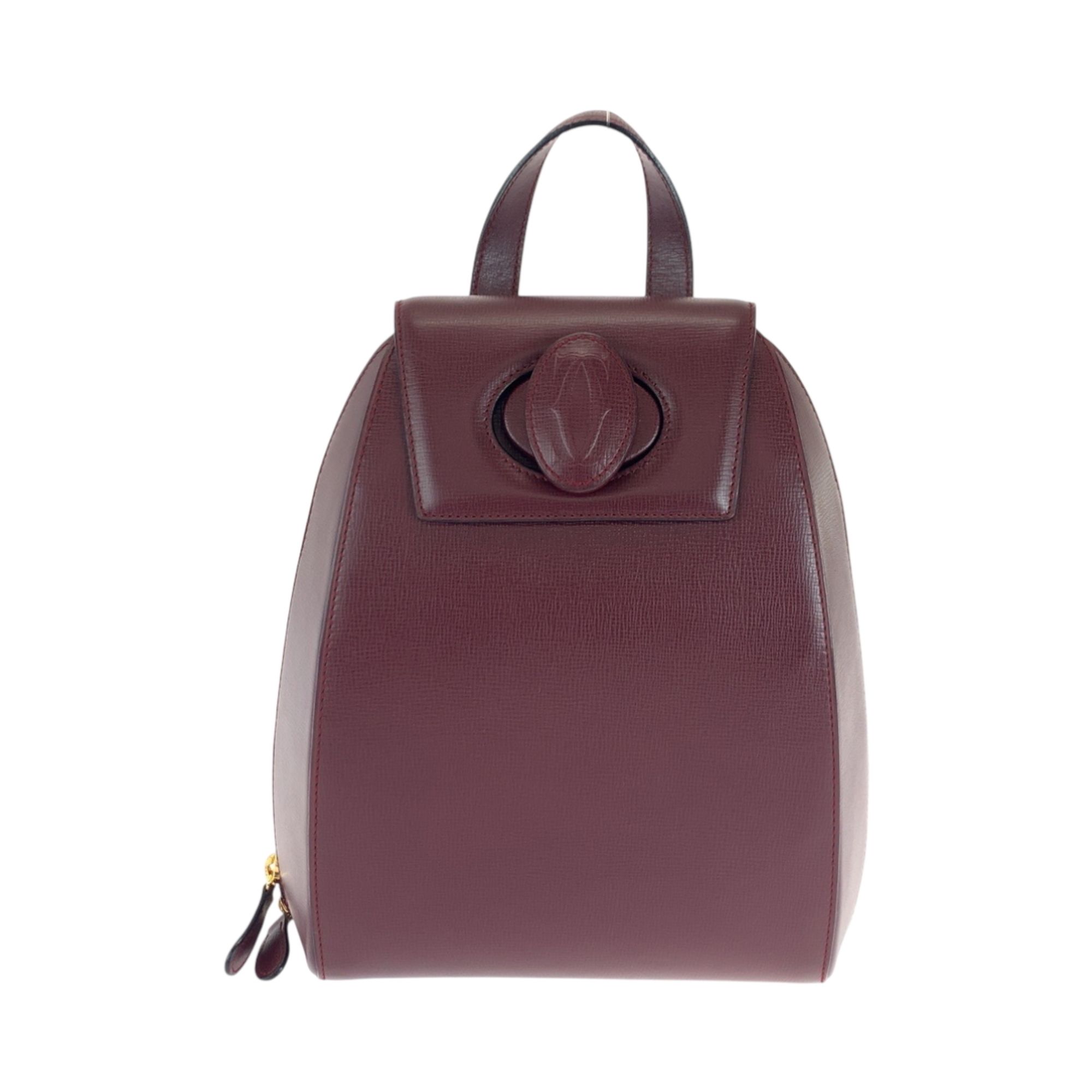 CARTIER Must Line Bordeaux Gold Hardware Leather Rucksack Backpack for Women