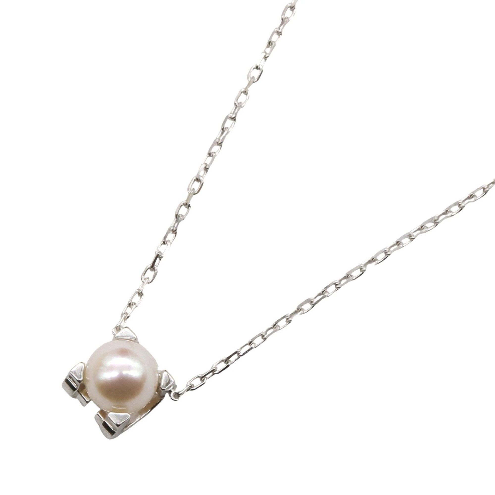 Cartier C de Akoya Pearl Necklace, 18K White Gold (K18WG) Pearl, Women's,