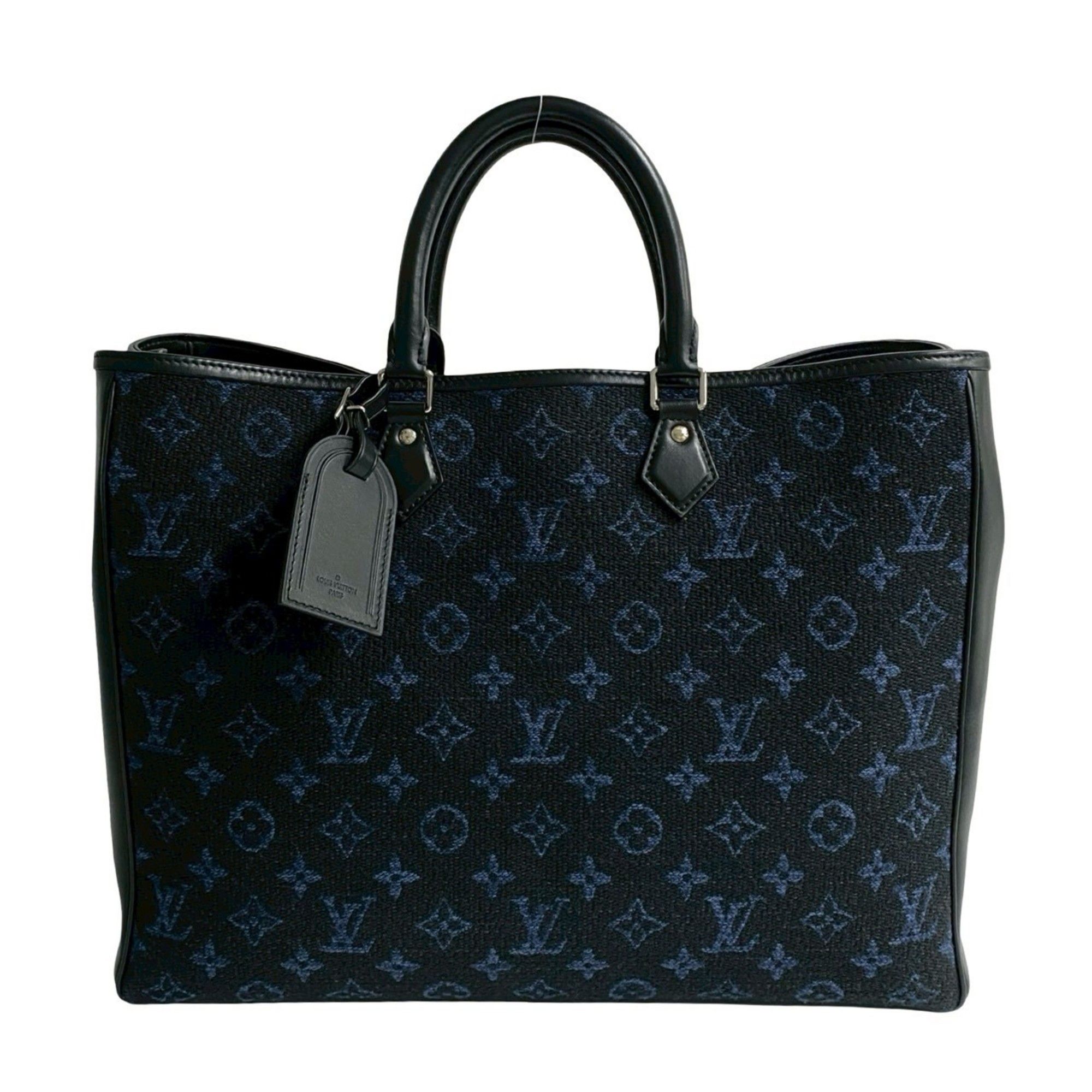 LOUIS VUITTON Grand Sac Tote Monogram Jacquard Leather Bag Handbag Black 38793
