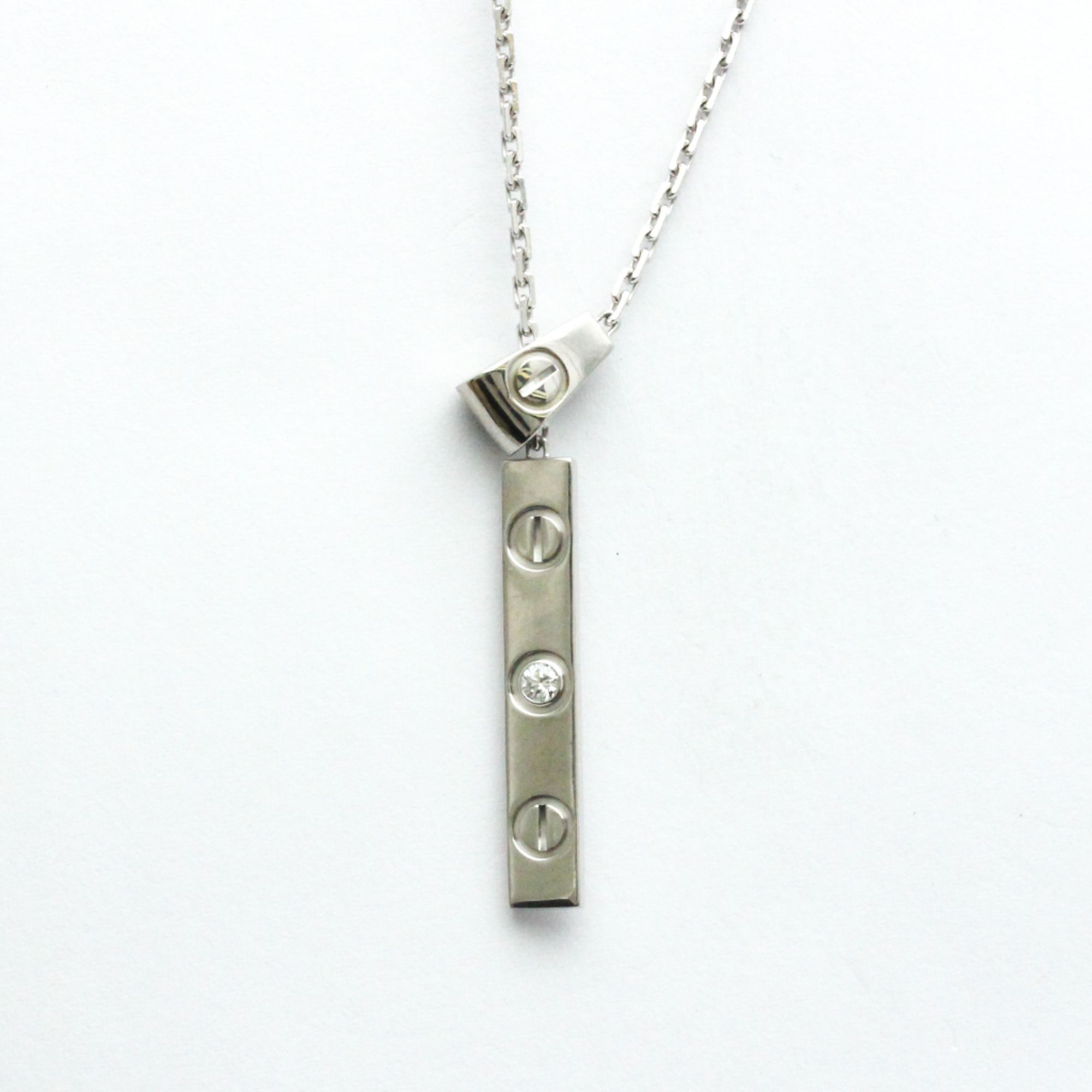 Cartier Love Plate Diamond Necklace White Gold (18K) Diamond Men,Women Fashion Pendant Necklace (Sil