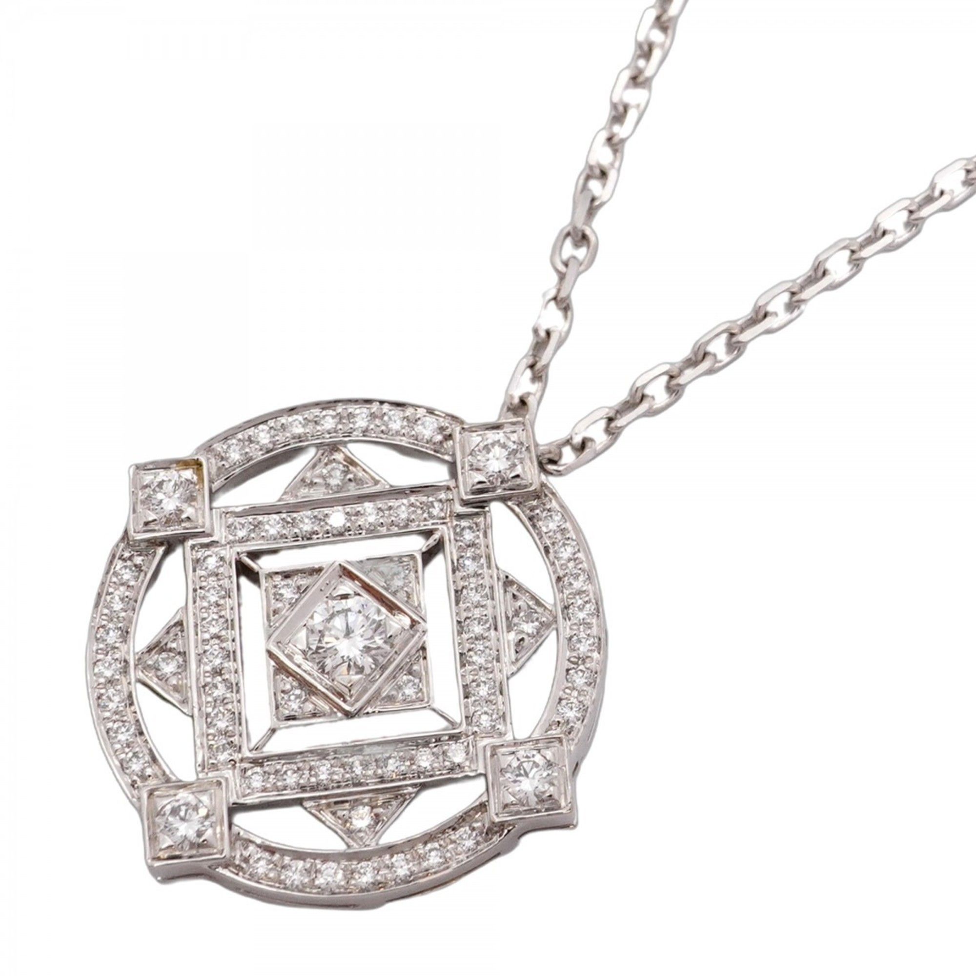 Cartier Indian Mysterious Necklace 18K White Gold Diamond Women's