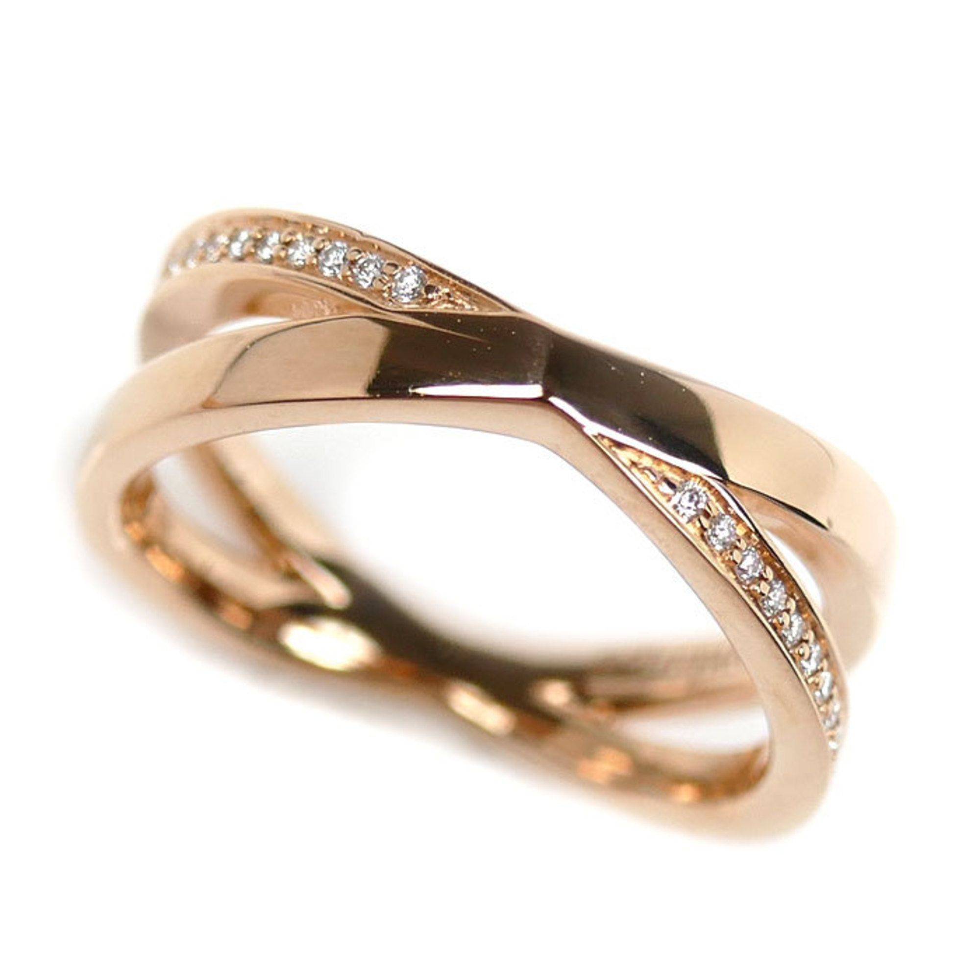 TIFFANY & Co. 18K Pink Gold Atlas X Narrow Diamond Ring, 0.08ct Diamond, Size 8, 3.9g, Women's