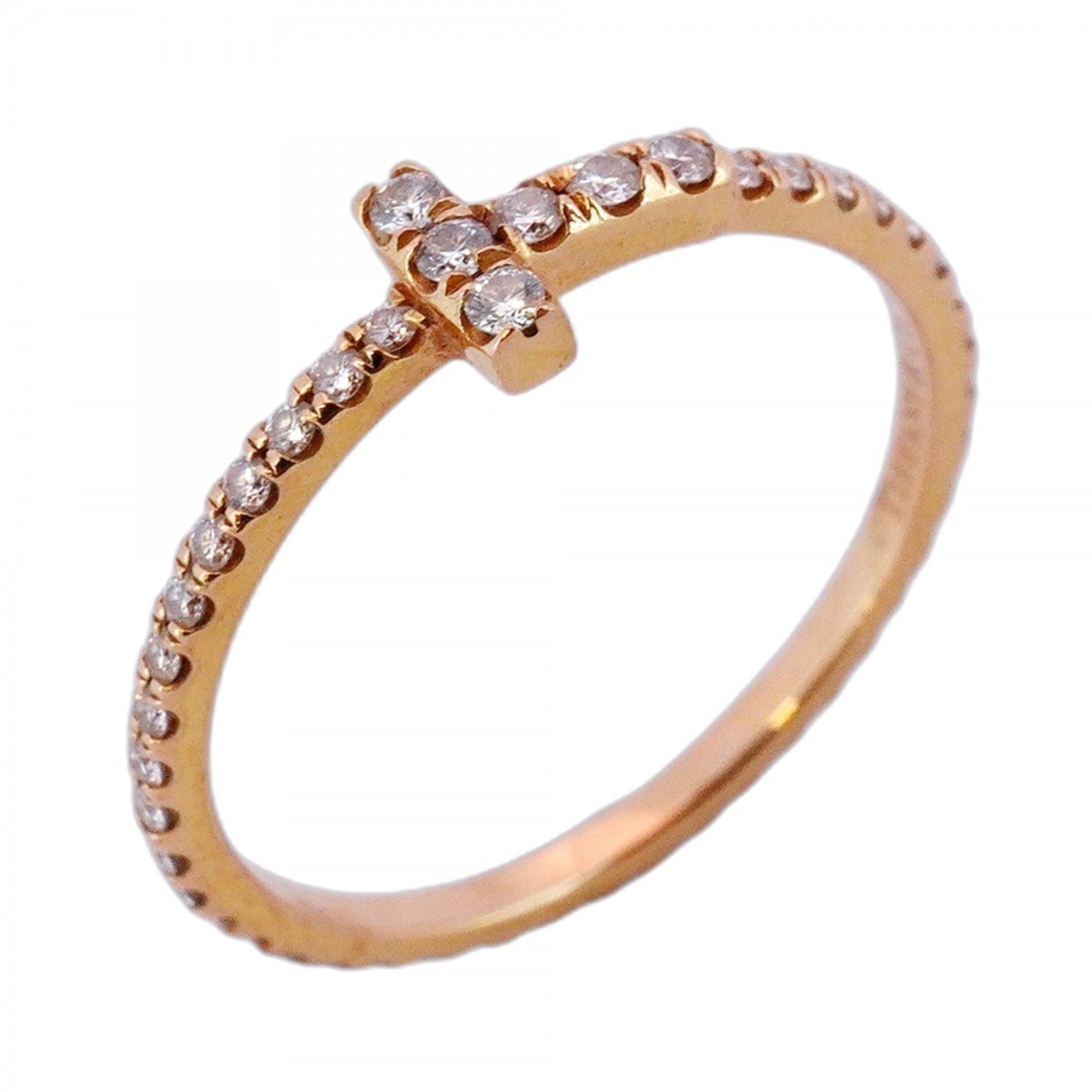 Tiffany T-Wire Ring, Full Diamond, 18K Pink Gold, Women's, Size 9, P1120920