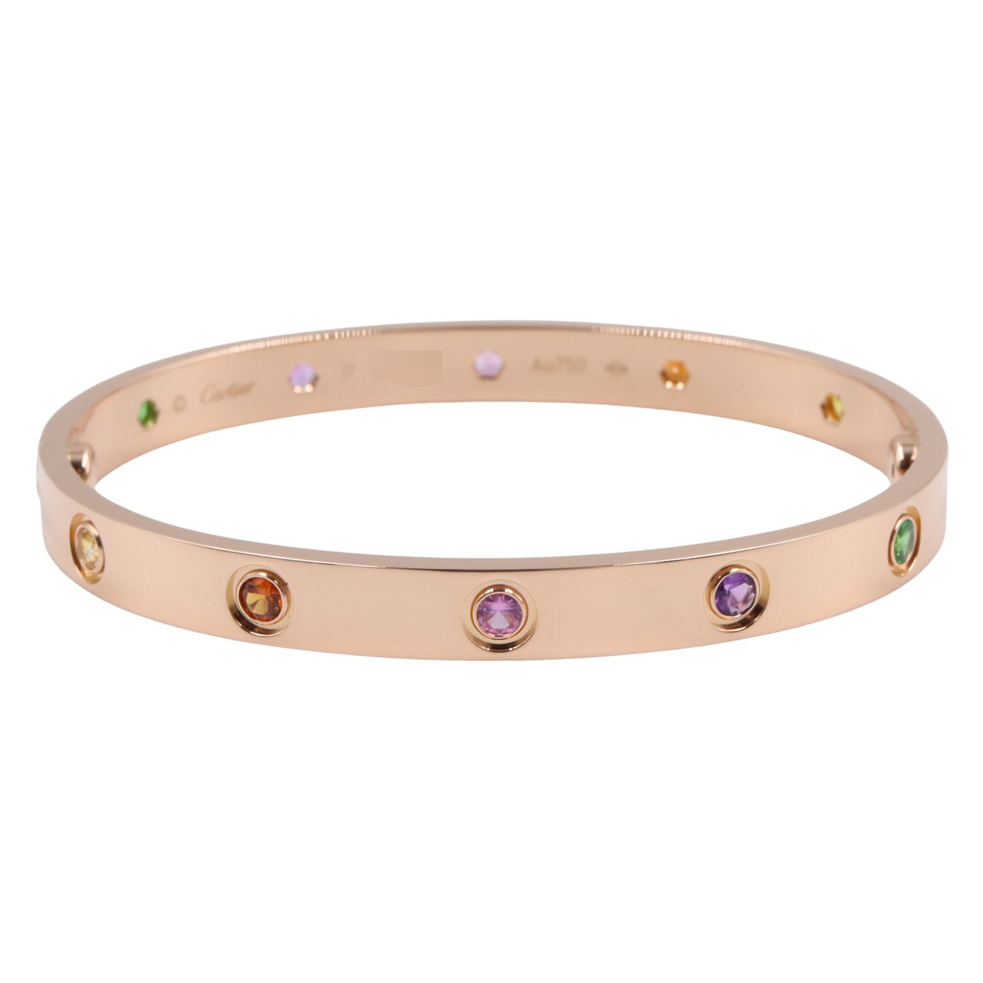 Cartier Love Bracelet Multi in 18K Pink Gold with Green Garnet, Amethyst, Sapphire, and Yellow Sapph