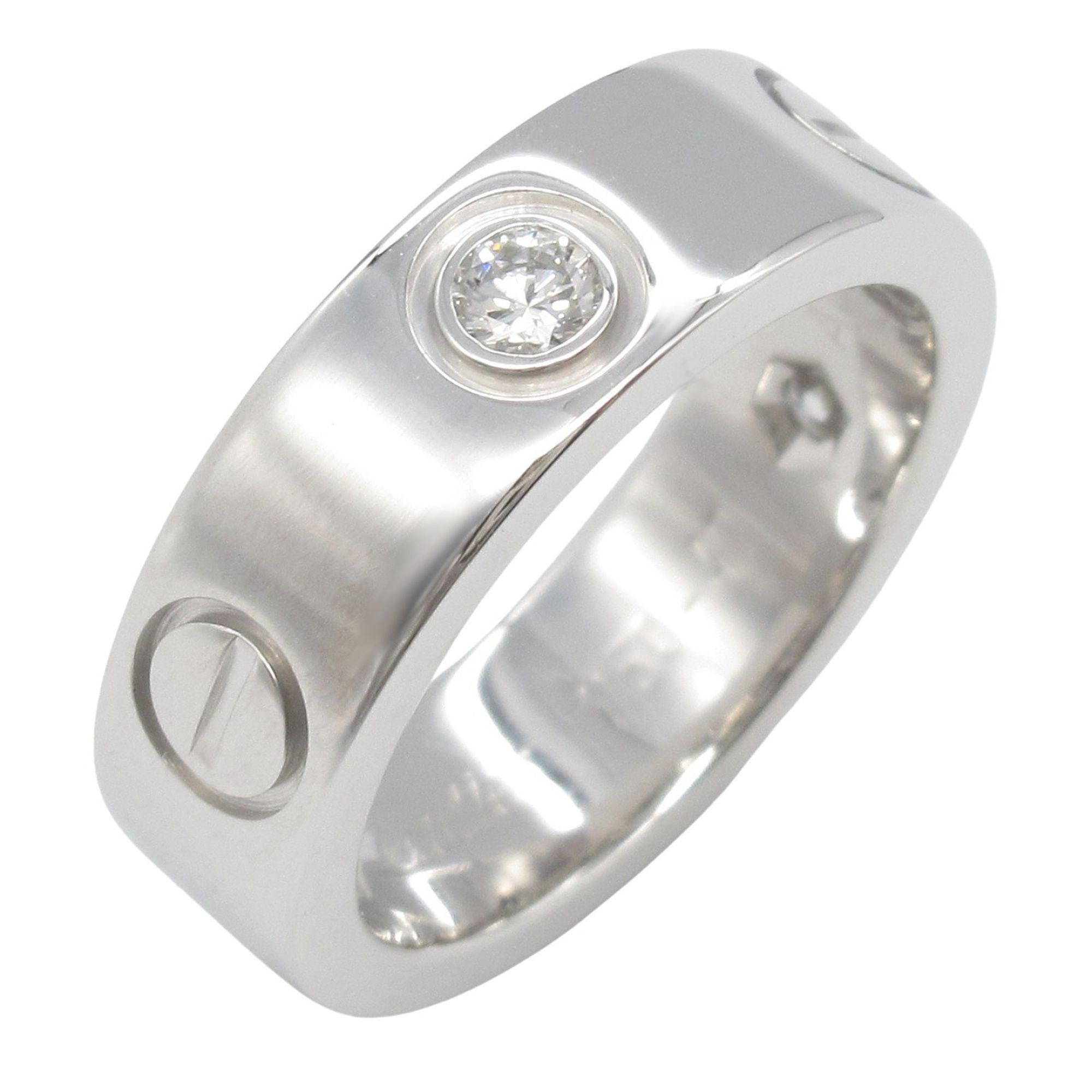 Cartier Love Ring 3PD, 18K White Gold with Diamonds, Clear, for Men and Women, B4032547