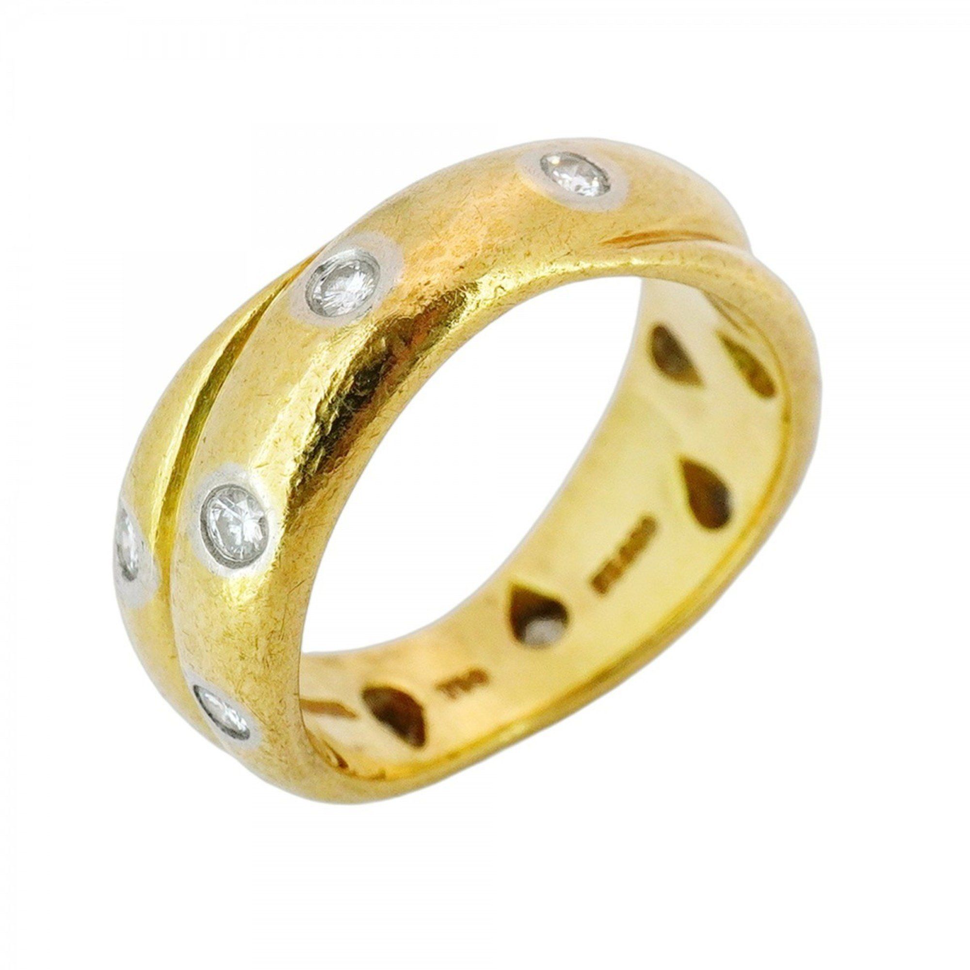 Tiffany Dots Twist Ring, 18K Yellow Gold, Pt950 Platinum, Diamond, Size 9, Women's