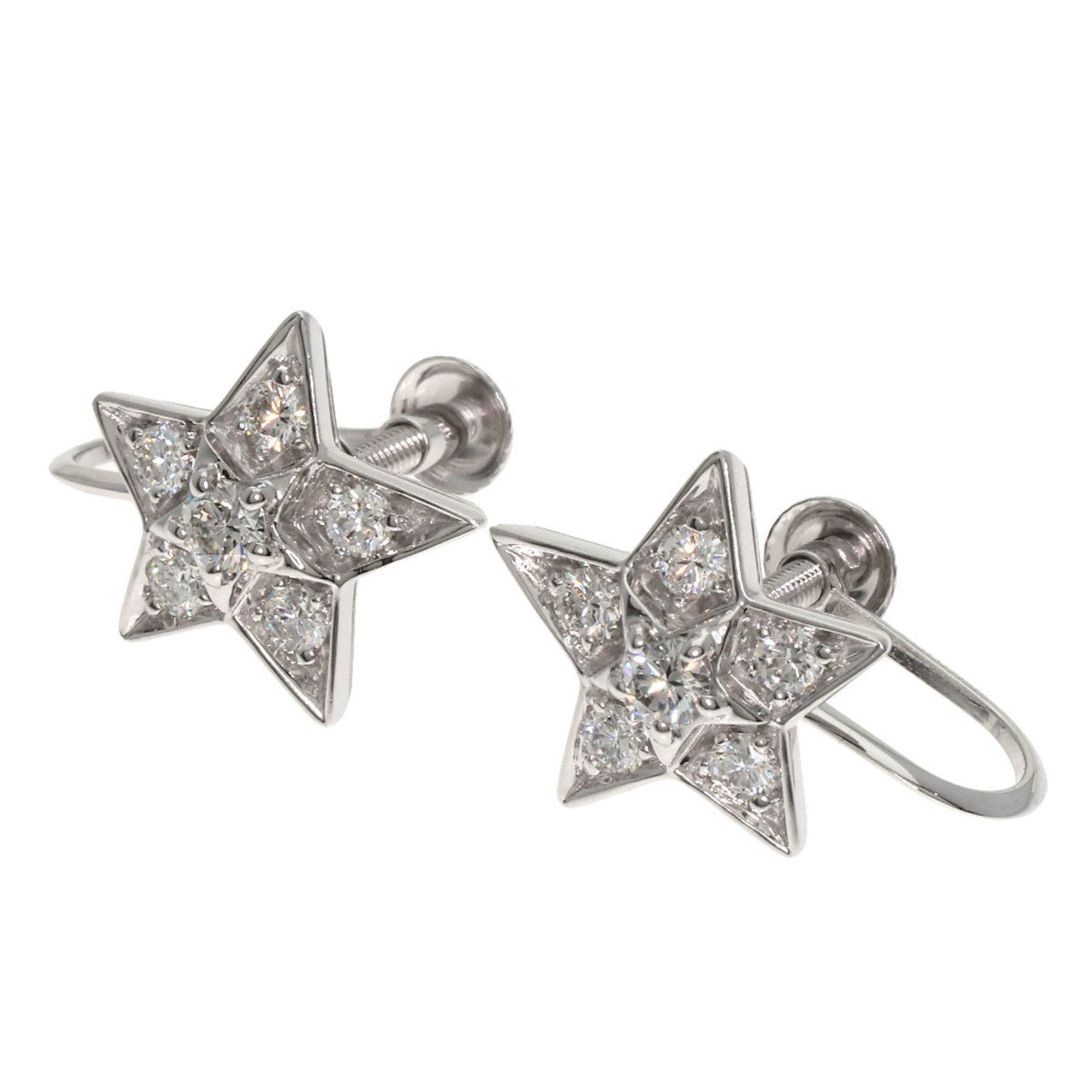 CHANEL Comet Diamond Earrings K18 White Gold Women's