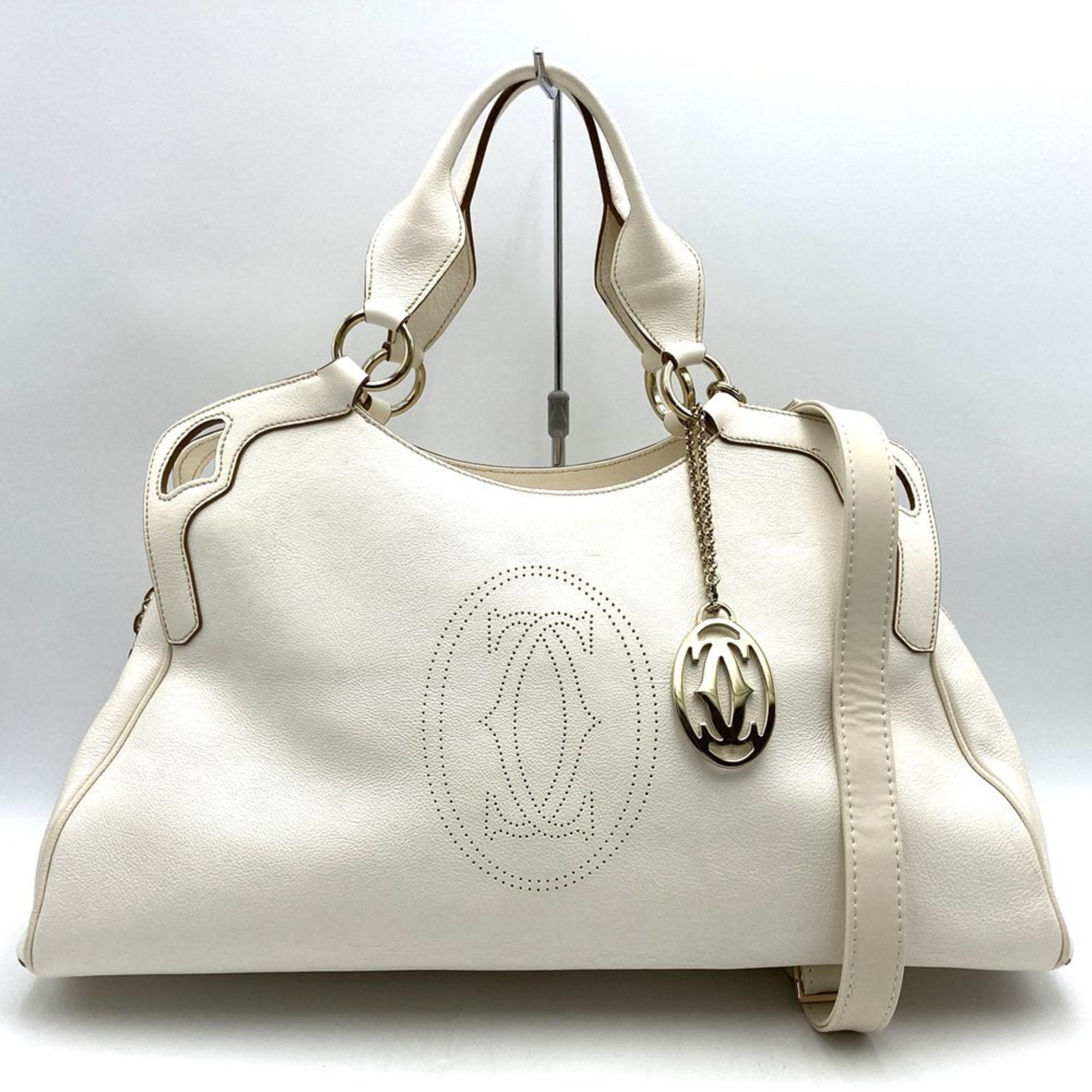 CARTIER Marcello 2-way tote bag, shoulder leather, white, for women