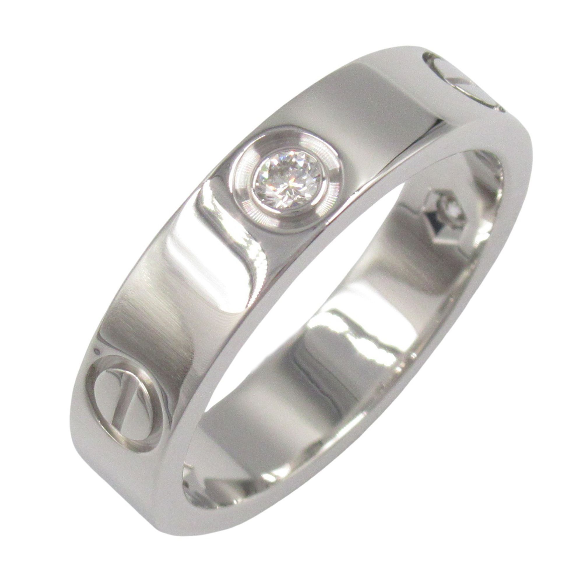 Cartier Love Ring 3PD, 18K White Gold with Diamonds, Clear, for Men and Women