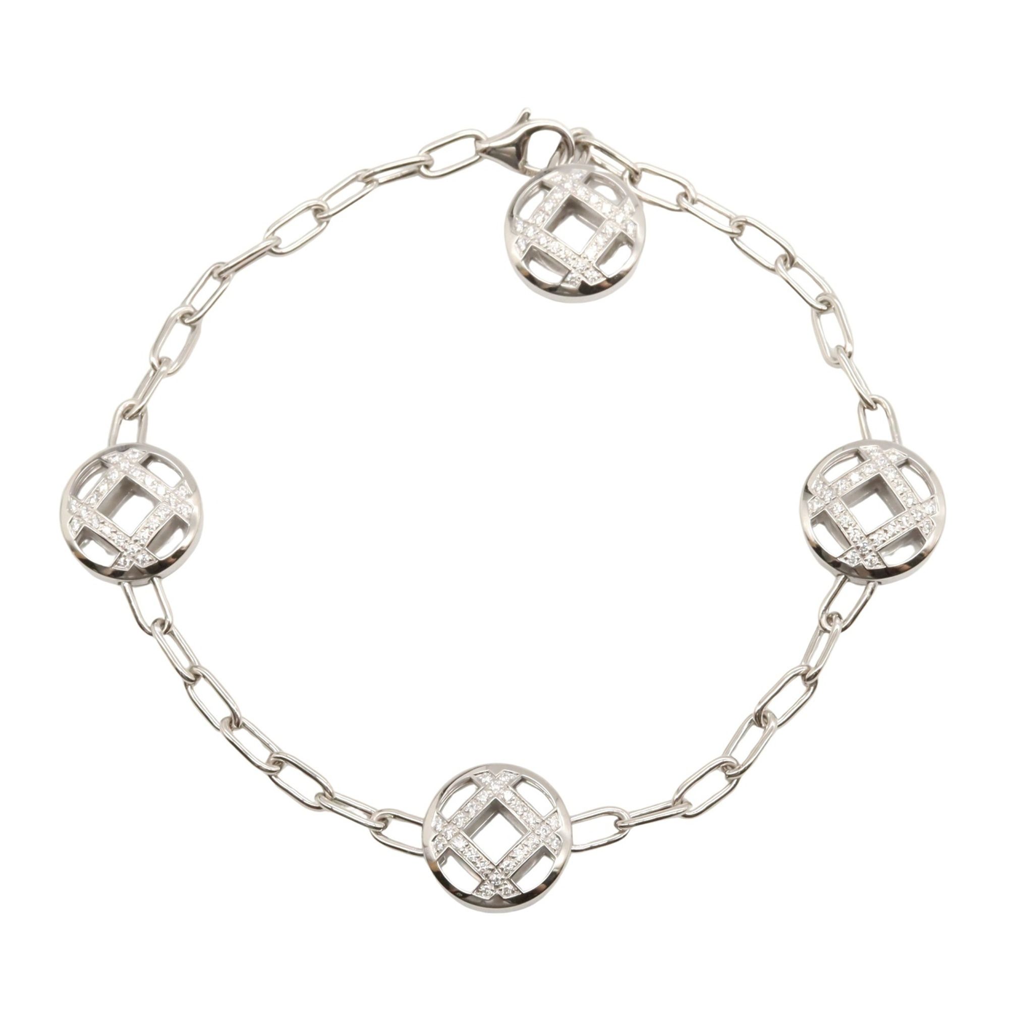 Cartier Pasha Grid Chain Diamond Bracelet in 18K White Gold with Diamonds, Clear.