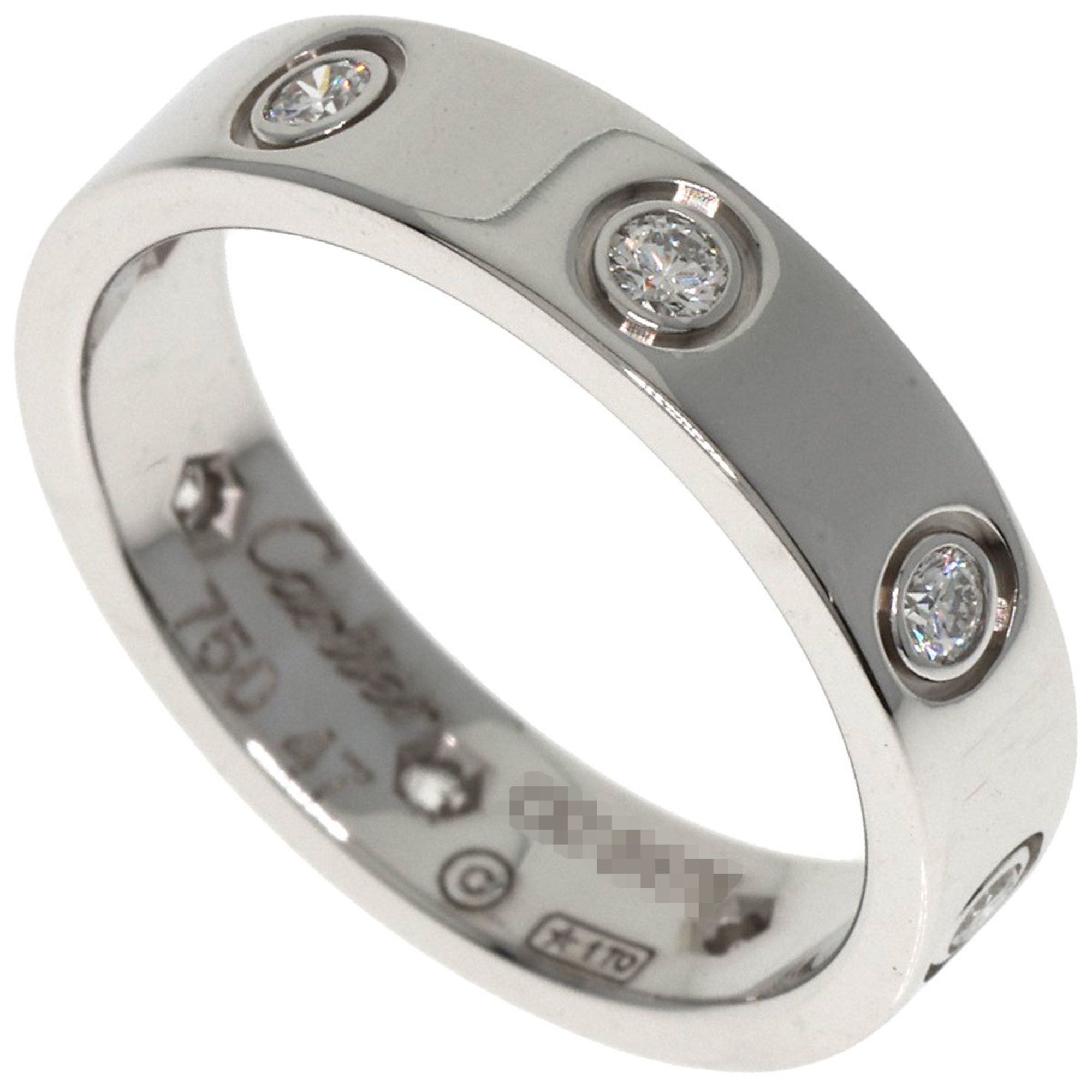 Cartier Mini Love Ring Full Diamond #47 K18 White Gold Ladies