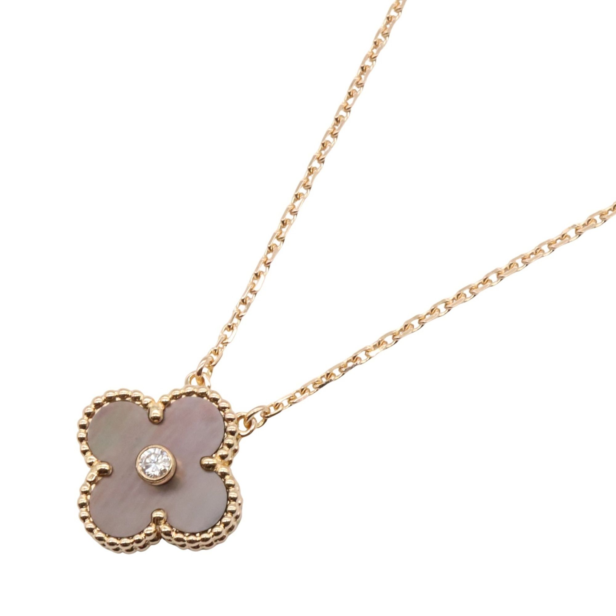 Van Cleef & Arpels Vintage Alhambra Necklace (1PD) in 18K Pink Gold with Diamonds and Mother-of-Pear