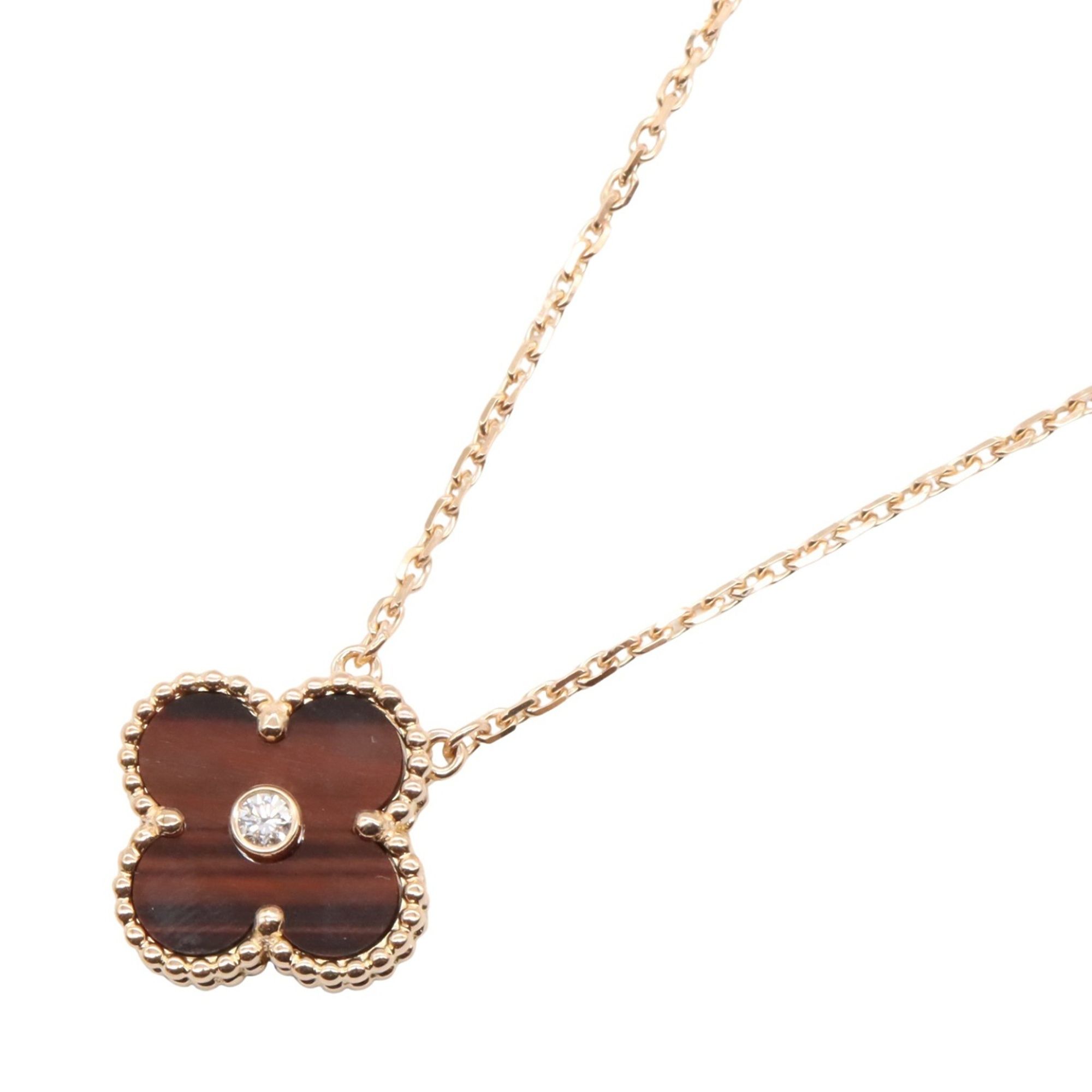 Van Cleef & Arpels Vintage Alhambra Necklace, 1PD, 18K Pink Gold with Diamonds and Bullseye Design,
