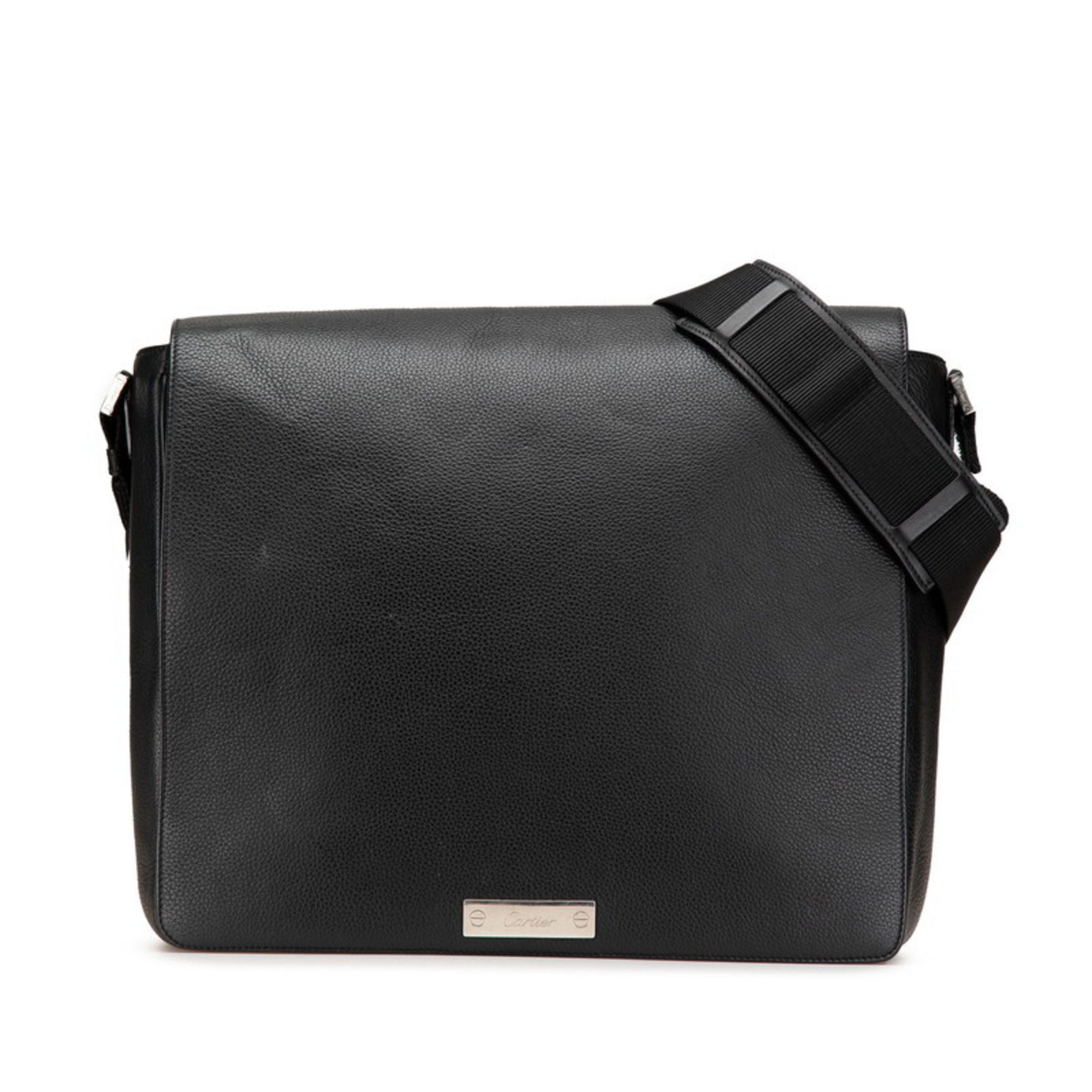 Cartier crossbody shoulder bag in black leather for men
