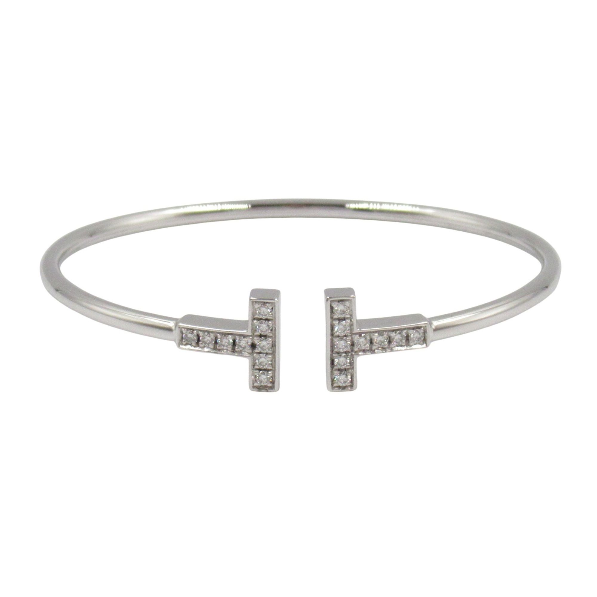 Tiffany & Co. T-Wire Bracelet, Diamond, 18K White Gold, Clear Women's