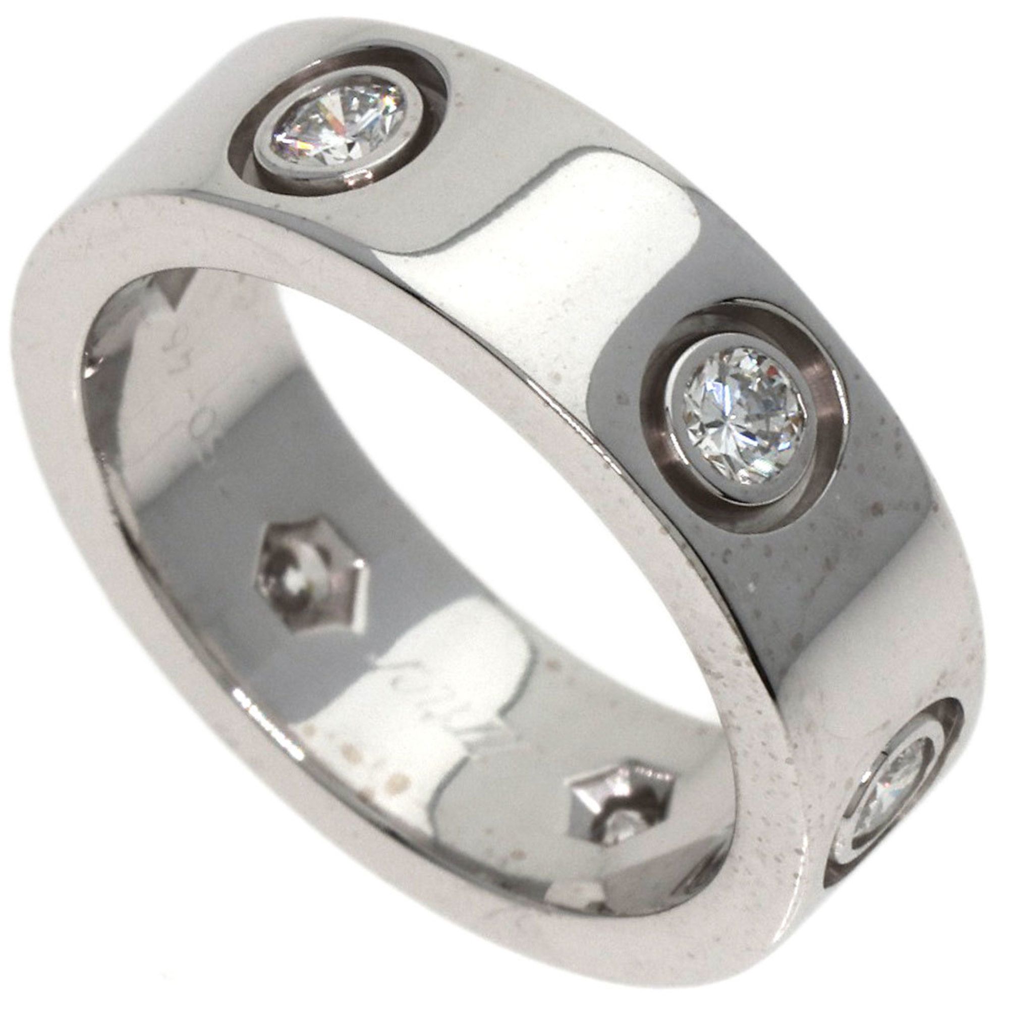 Cartier Love Ring Full Diamond #46 K18 White Gold Women's CARTIER