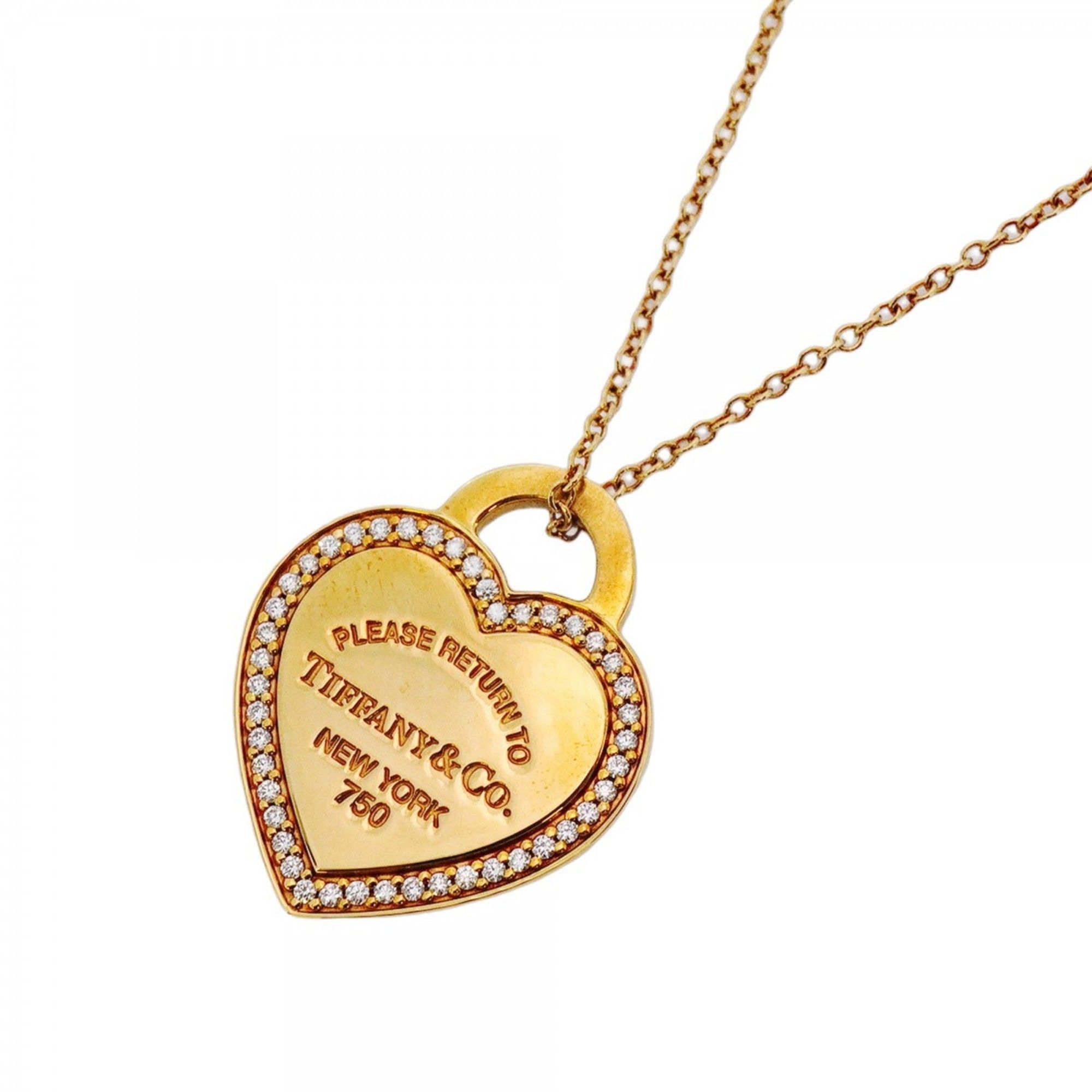 Tiffany Return to Heart Necklace in 18K Yellow Gold with Diamonds for Women