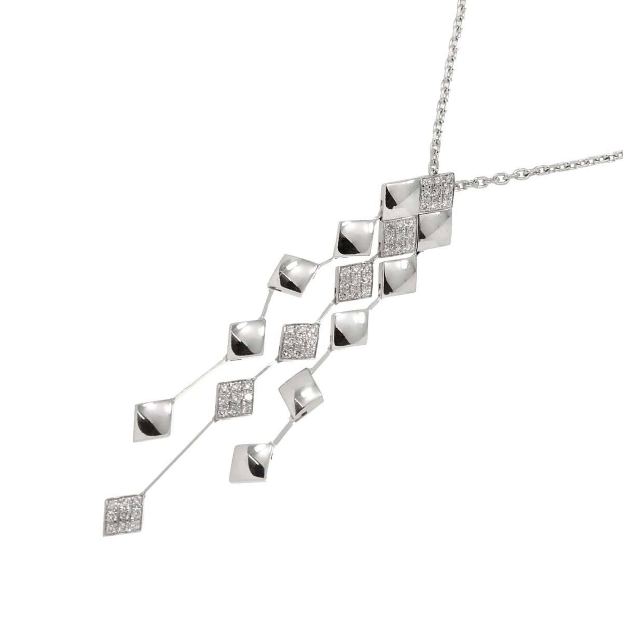 CHANEL Matelasse Diamond Necklace 40cm K18 WG White Gold 750
