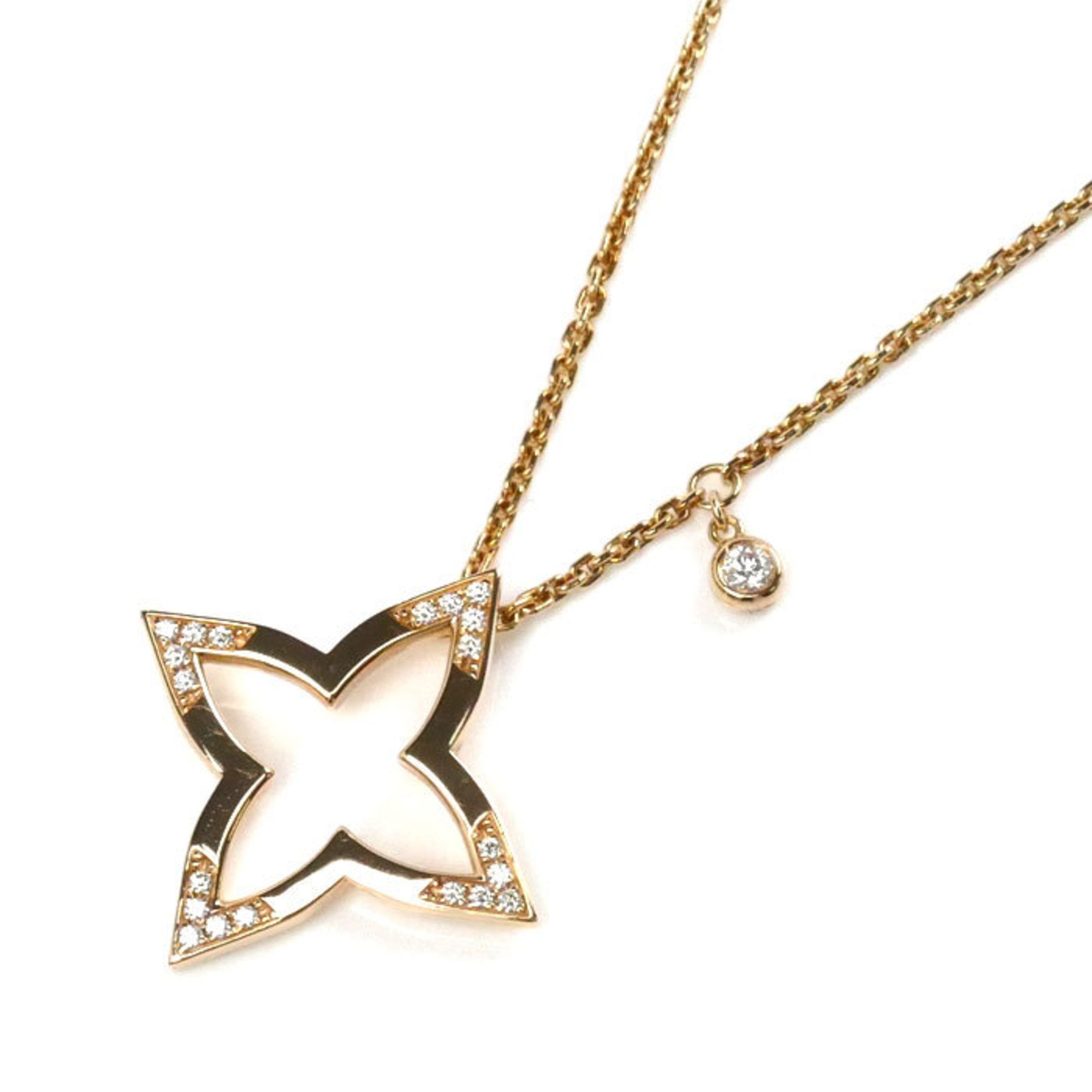 LOUIS VUITTON K18PG Pink Gold Ombre Blossom Diamond Necklace Q03083 6.1g 38-40-42cm Women's