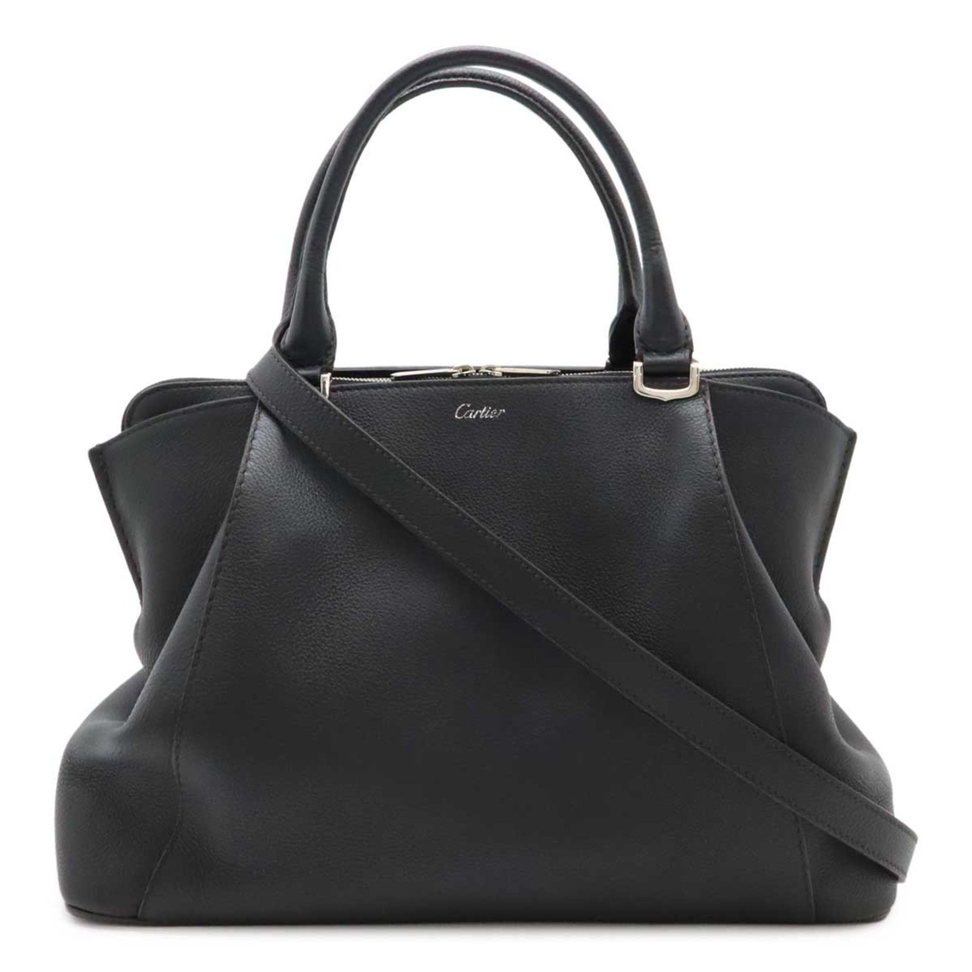 Cartier C de SM Handbag Tote Bag Shoulder Leather Black L1001830