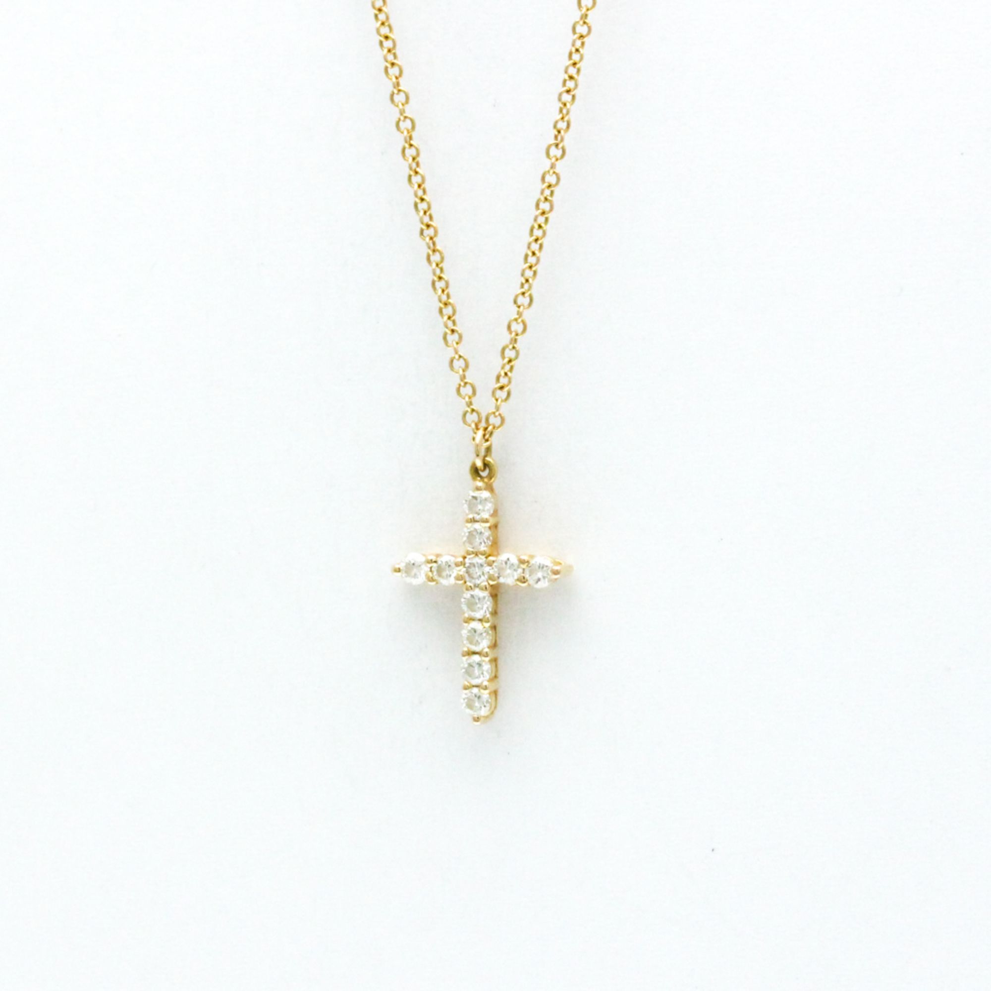 Tiffany Small Cross Diamond Necklace Yellow Gold (18K) Diamond Men,Women Fashion Pendant Necklace (G