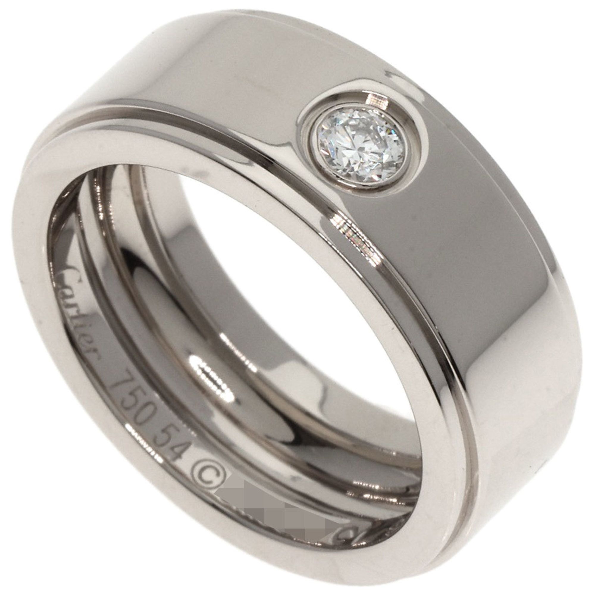 Cartier Fortune 1P Diamond #54 Ring 18K White Gold Women's CARTIER