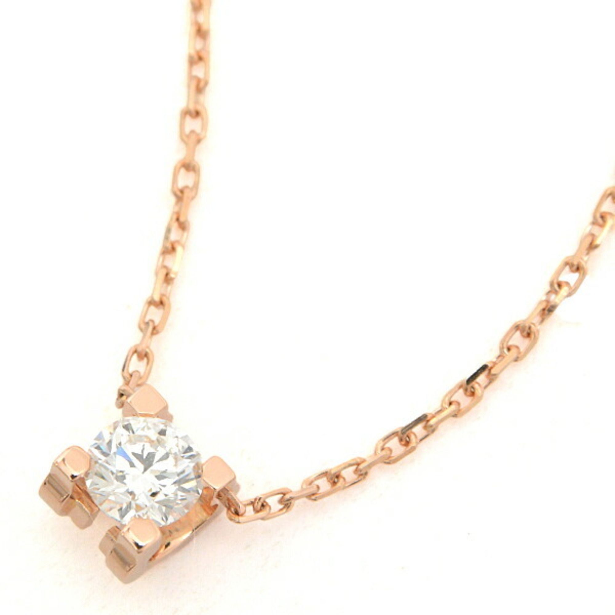 Cartier Necklace for Women C de Diamond 0.23ct Pink Gold 750PG