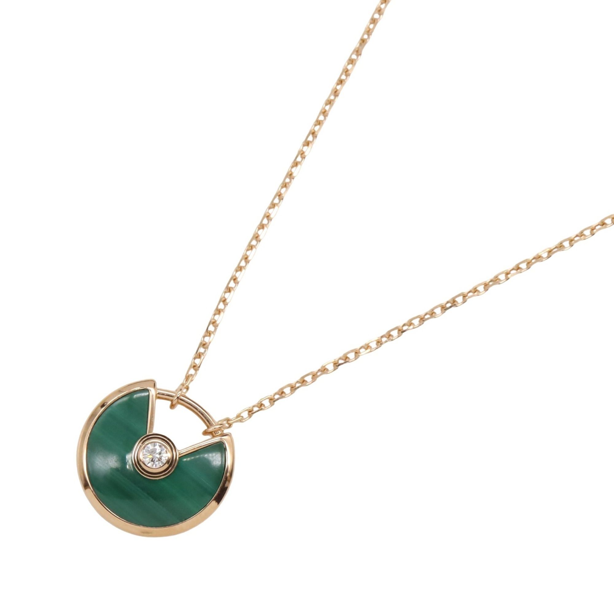 Cartier Amulette de Malachite Necklace, 18K Pink Gold with Diamonds, Green Malachite, for Women