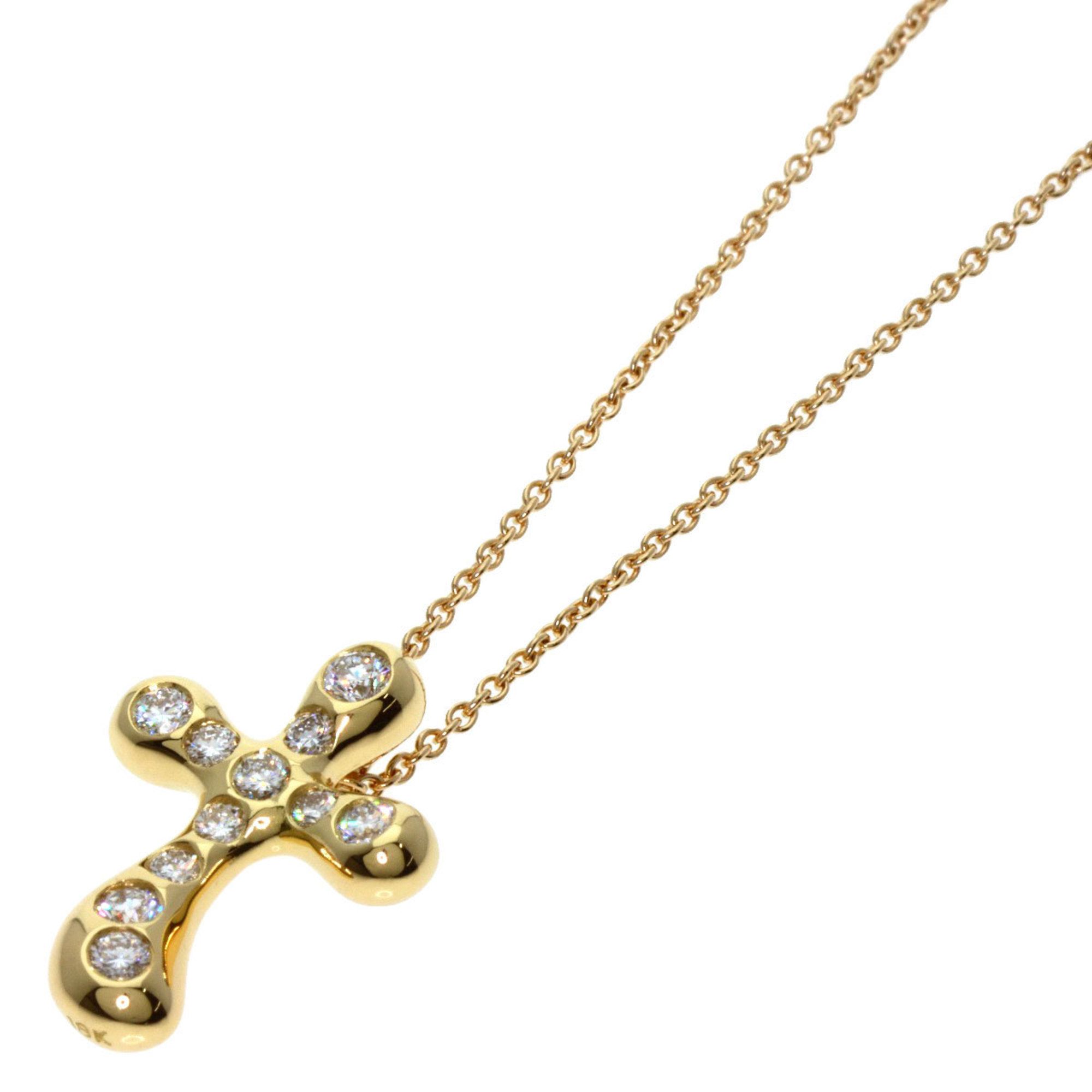 Tiffany Elsa Peretti Cross Diamond Necklace, 18K Yellow Gold, Women's, TIFFANY&Co.