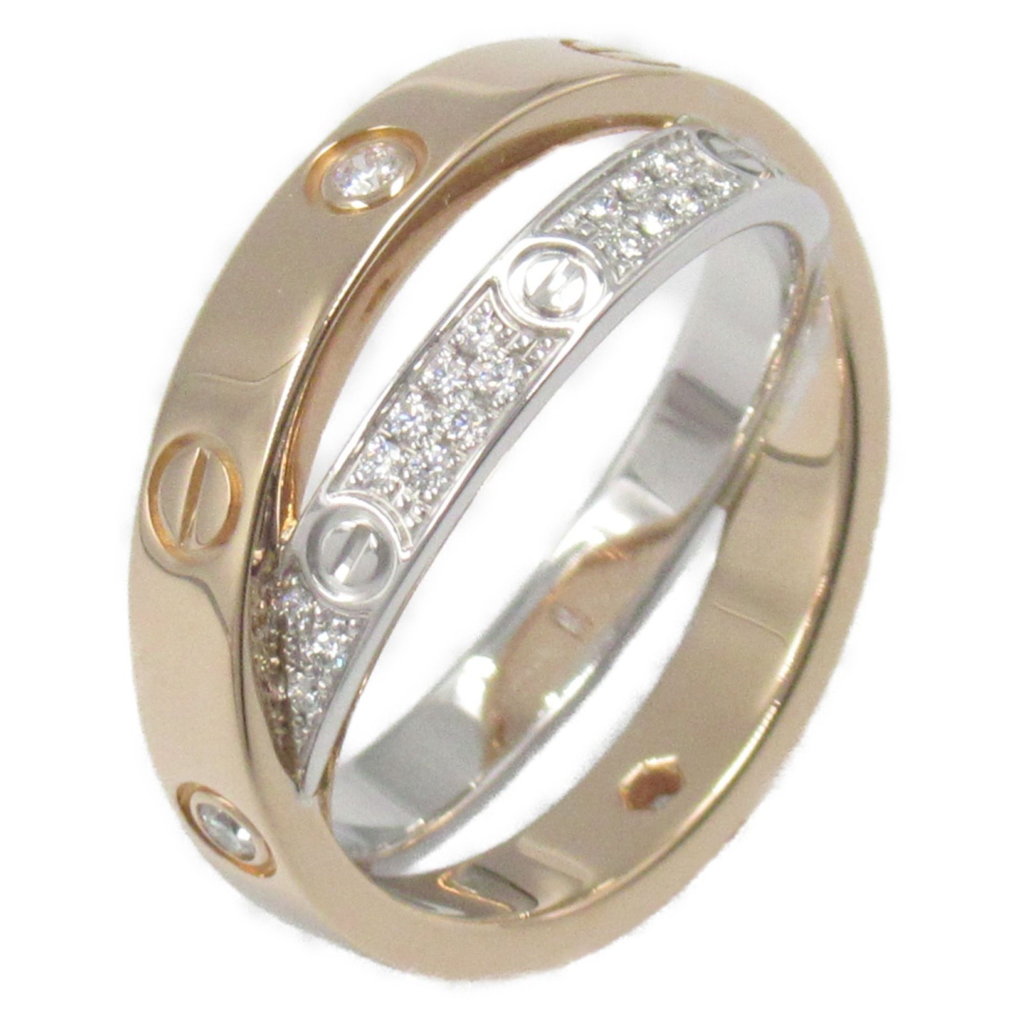 Cartier Be Love Ring 4PD Pavé Diamond 18KPG (Pink Gold) 18KWG (White Ladies Clear