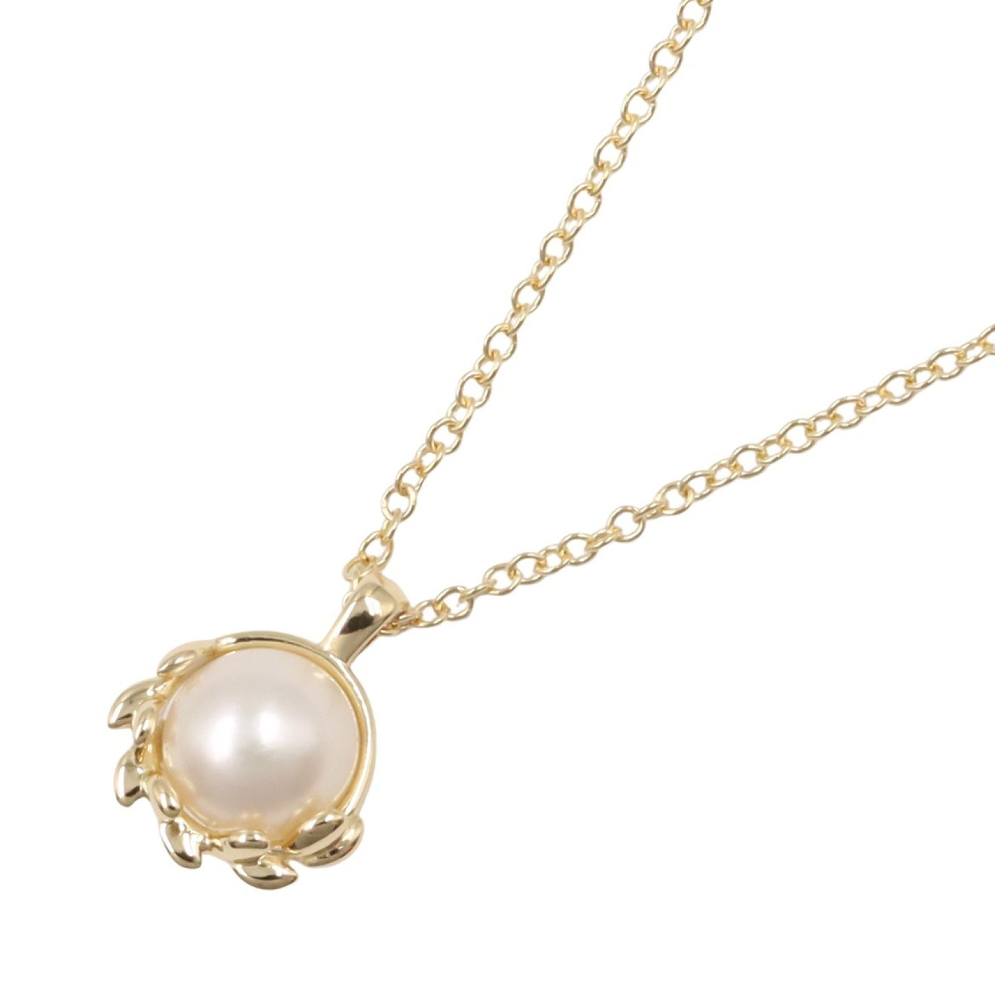 Tiffany & Co. Olive Leaf Pearl Necklace, 18K Yellow Gold, White Pearl, Women's