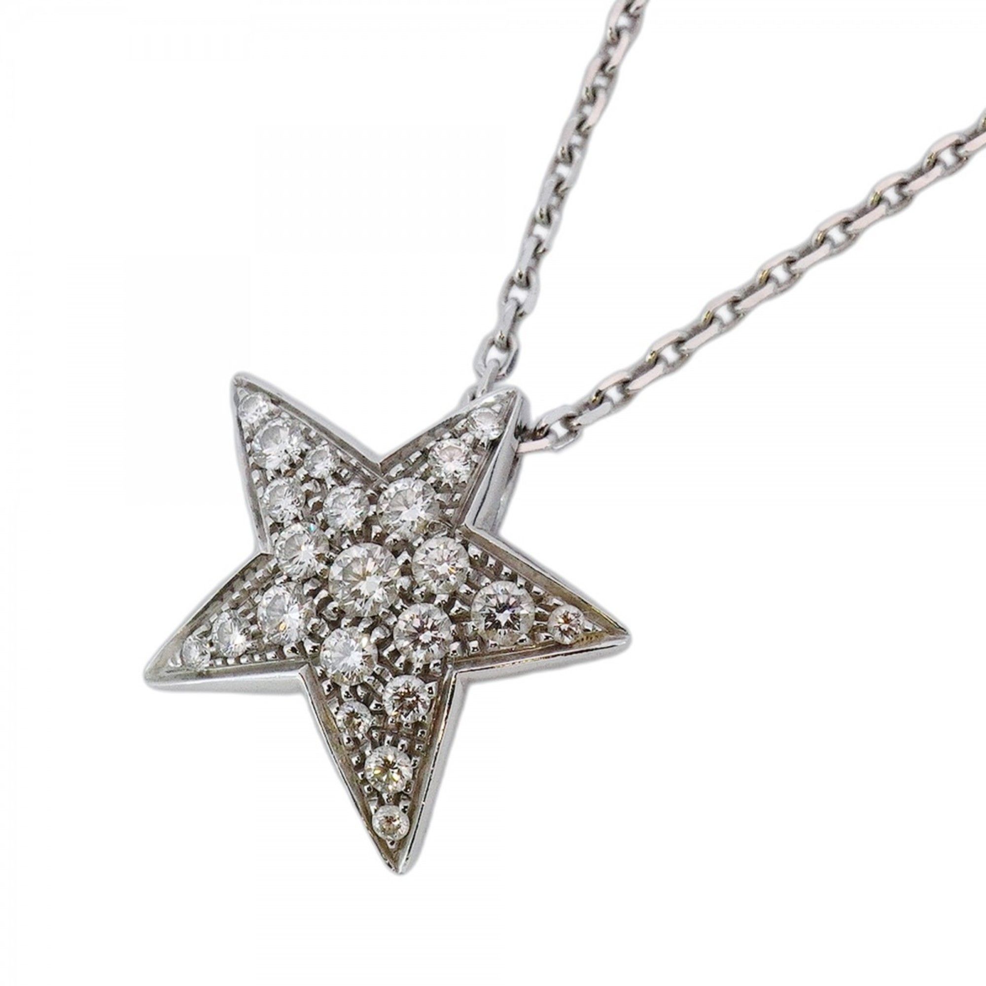 Chanel Comet Star Necklace, Large, 18K White Gold with Diamonds, Women's, P1181308