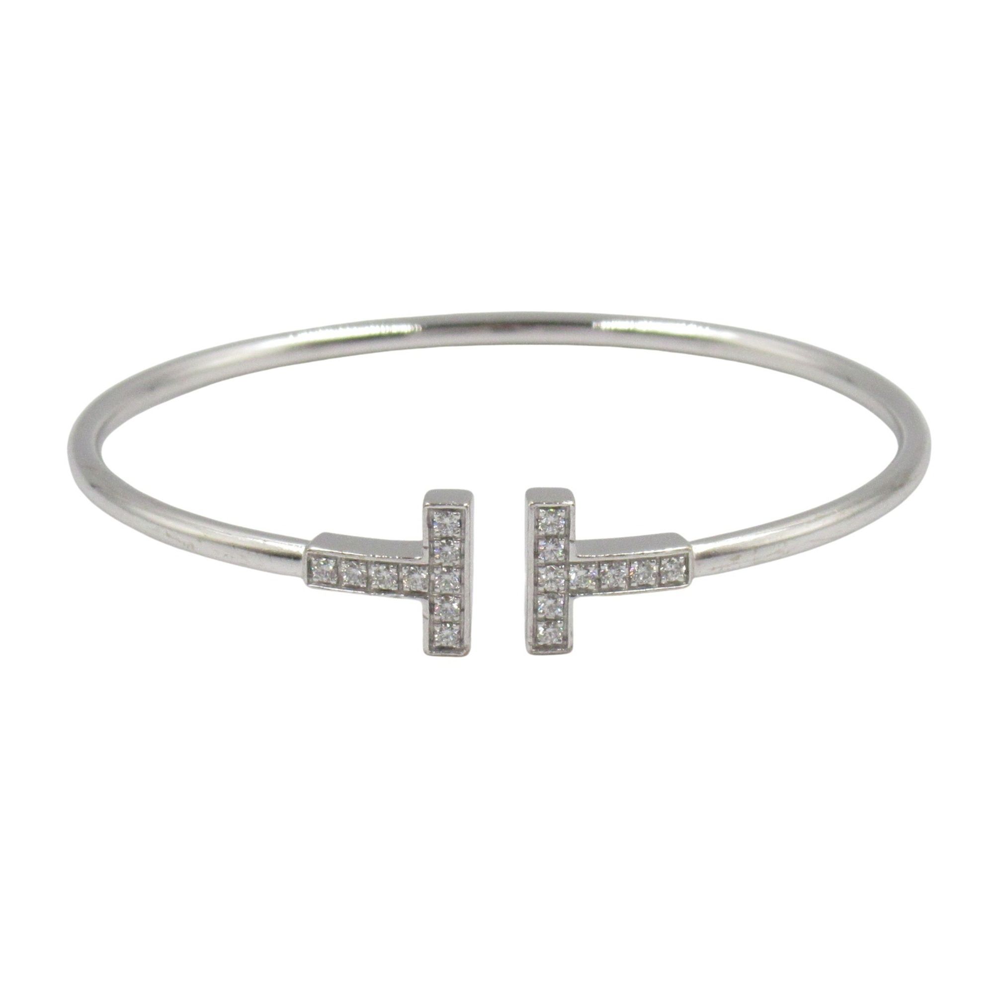 Tiffany & Co. T-Wire Bracelet, Diamond, 18K White Gold, Clear Women's