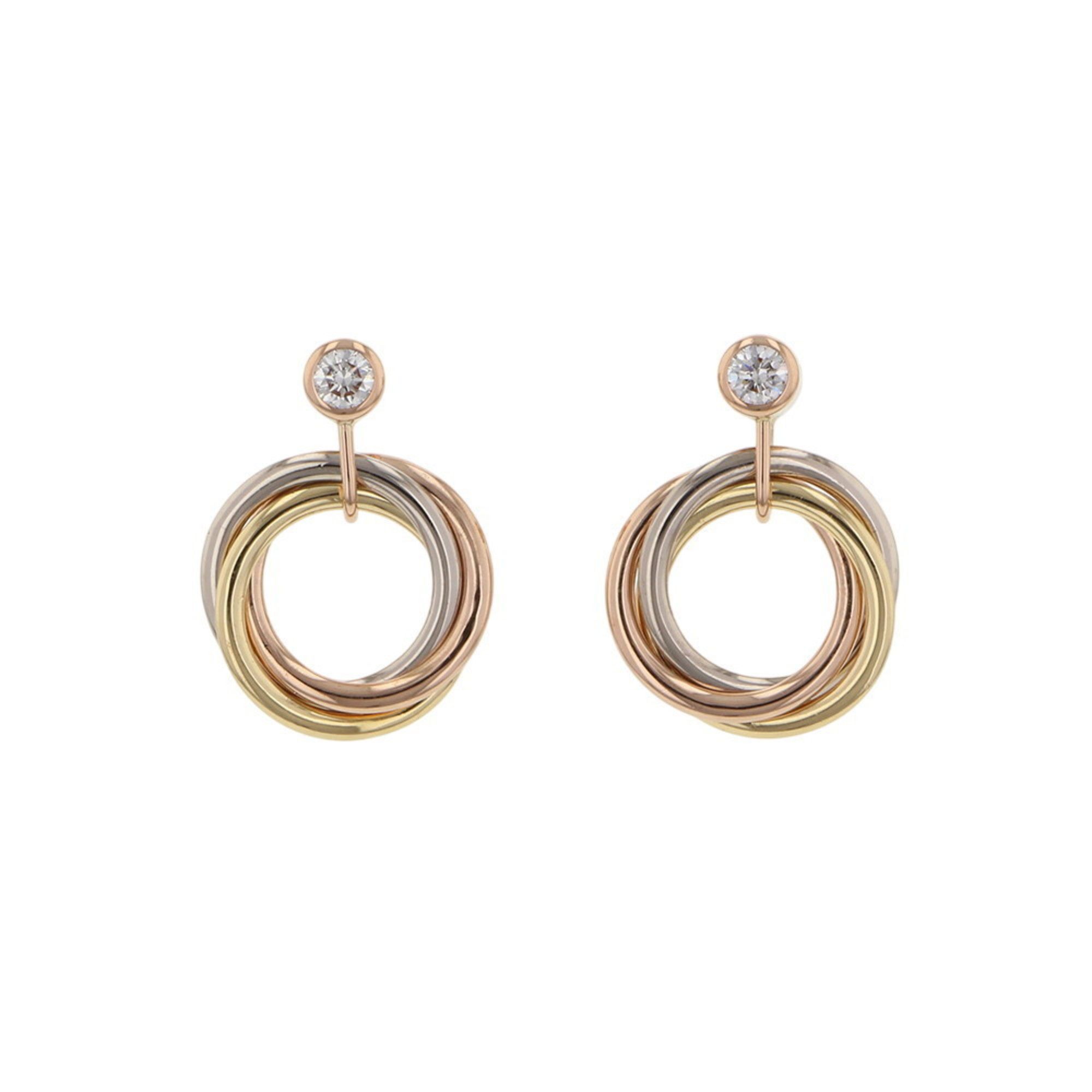 Cartier Trinity Earrings, 18K White Gold, Yellow and 0.08ct Diamonds, B8043200,